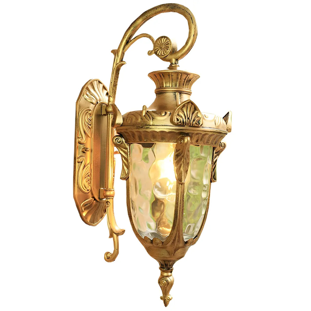 Elegant Lantern Bronze Glass Outdoor LED Wall Lamp Image - 4