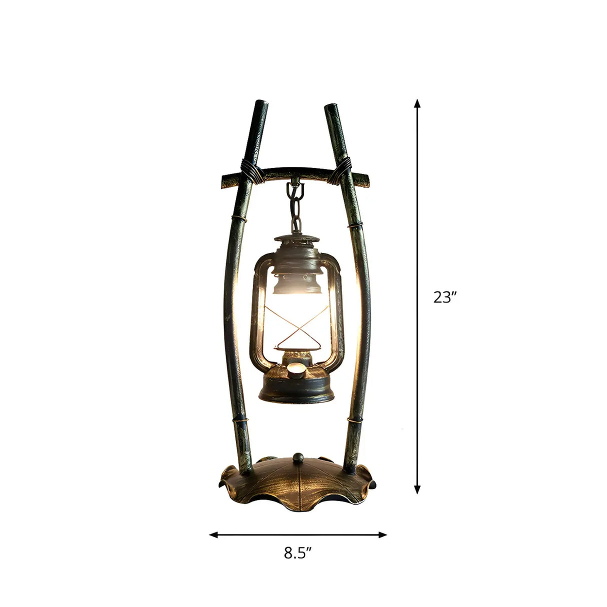 Elegant Lantern Opal Glass Shade Black Metal Table Lamp