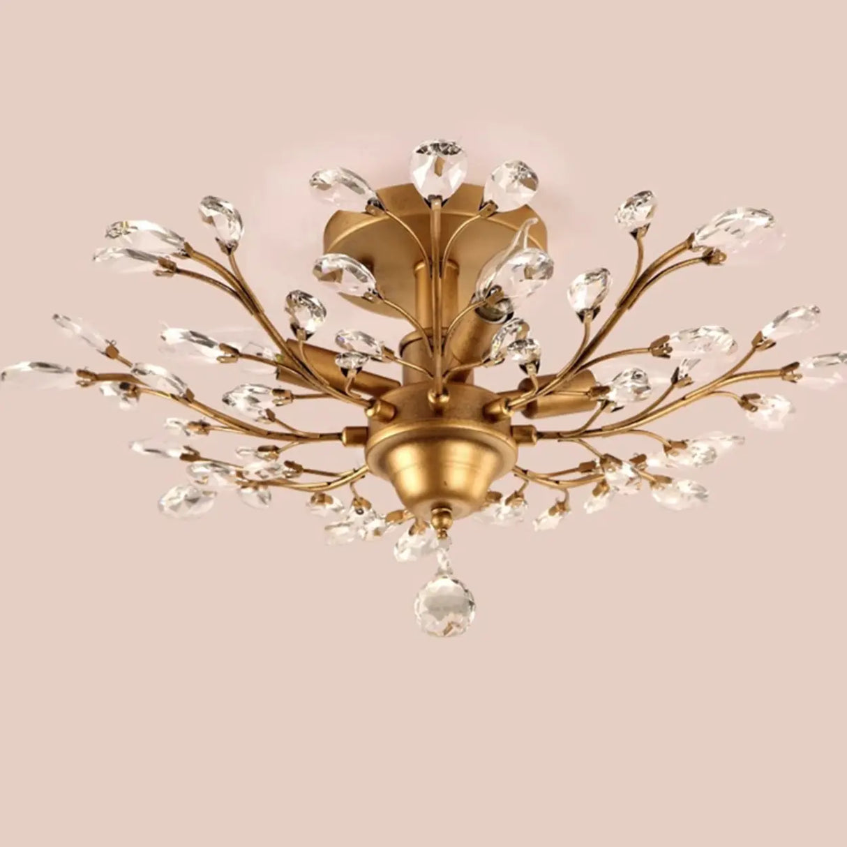 Elegant Large Crystal Branch Semi-Flush Mount Light Image - 6
