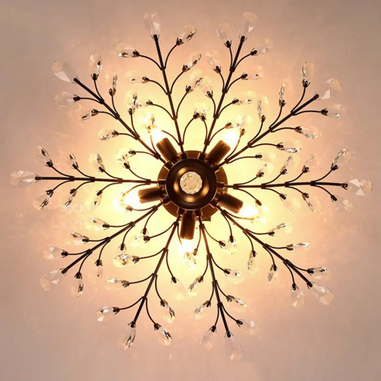Elegant Large Crystal Branch Semi-Flush Mount Light Image - 8