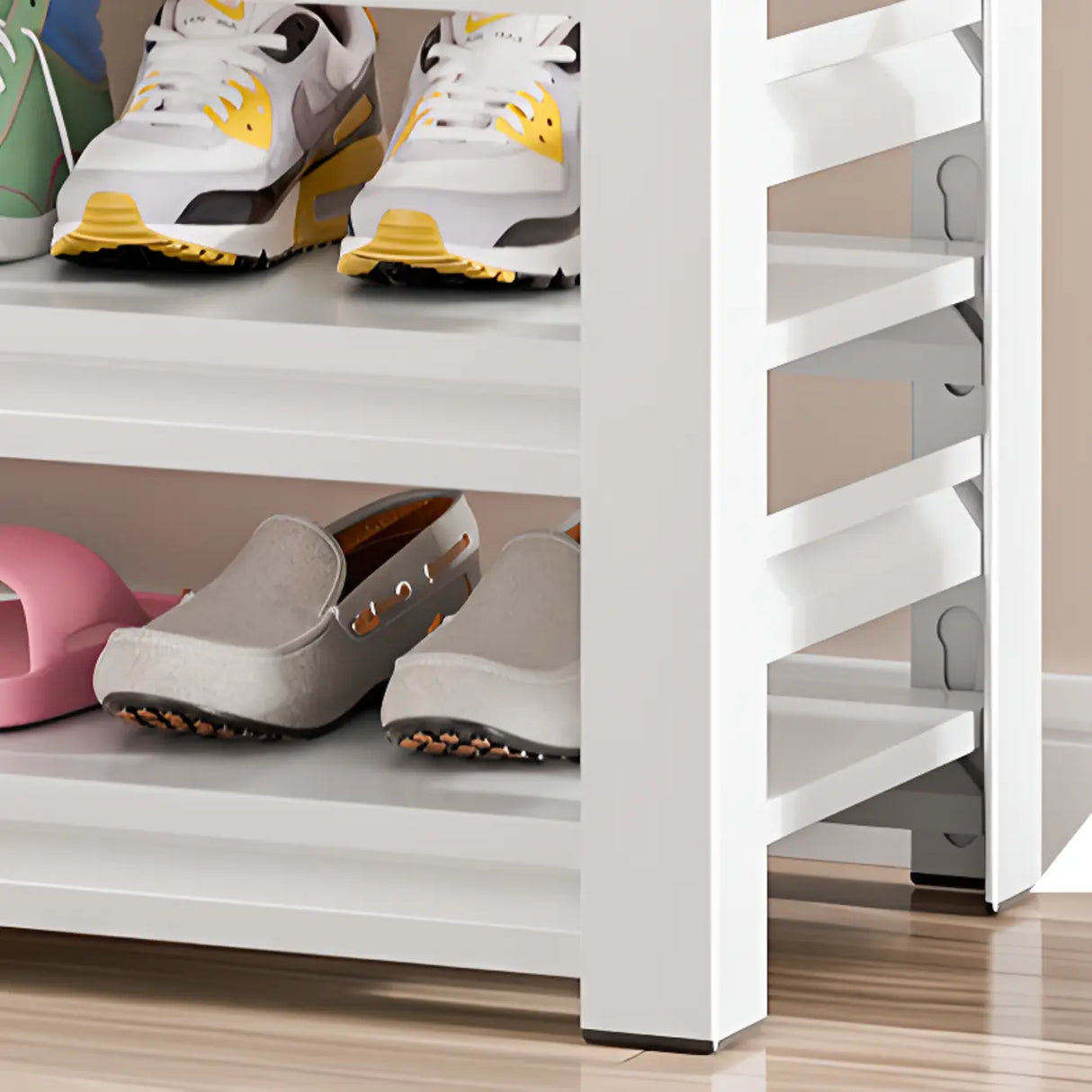 Elegant Layered Mint Green Metal Shoe Storage Rack Entryway Image - 6