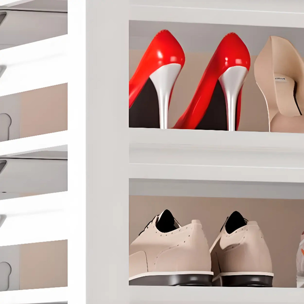 Elegant Layered Mint Green Metal Shoe Storage Rack Entryway Image - 8