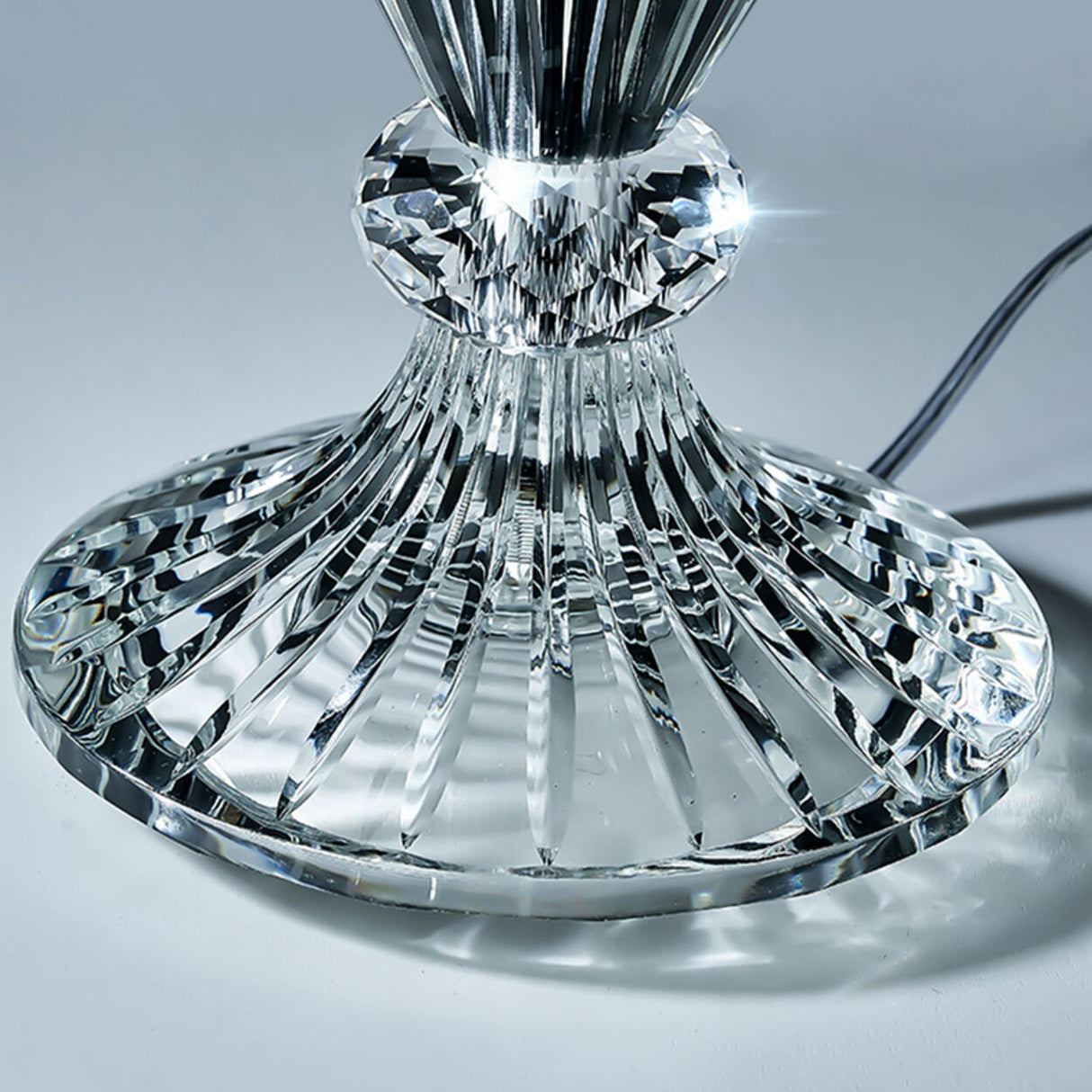 Elegant Light Green Pleated Shade Crystal Table Lamp Image - 11