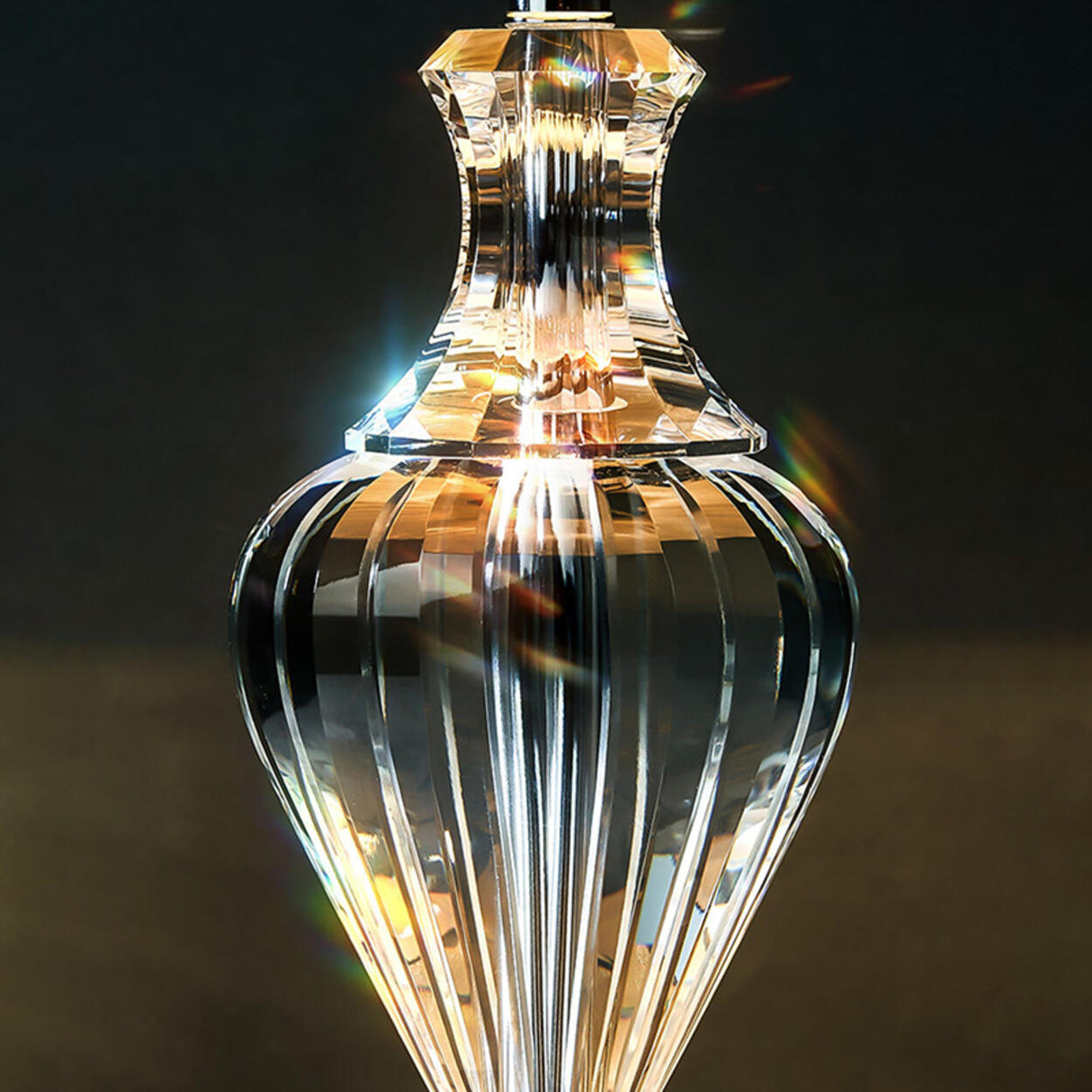 Elegant Light Green Pleated Shade Crystal Table Lamp Image - 7