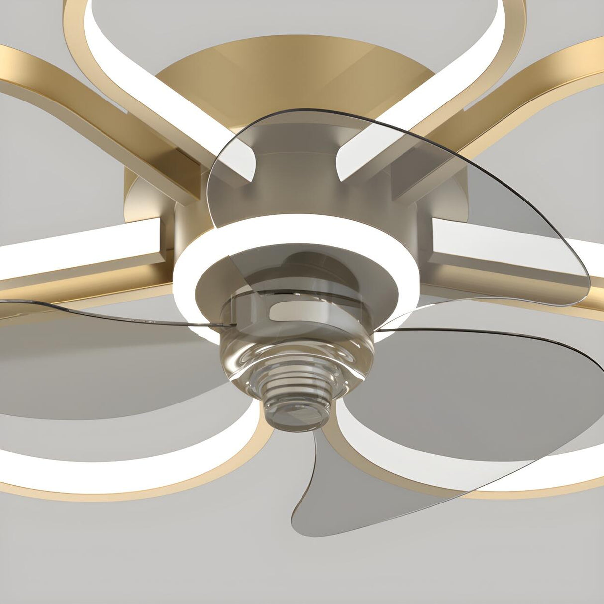 Elegant Linear Flower Metal Ceiling Fan with LED Light Image - 11