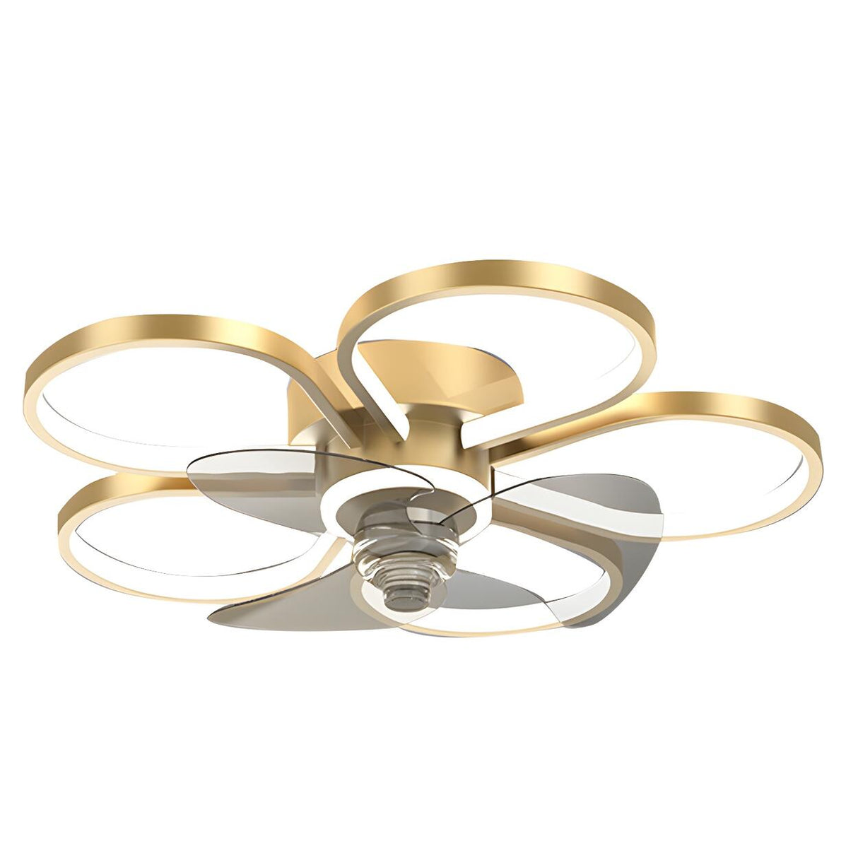 Elegant Linear Flower Metal Ceiling Fan with LED Light Image - 5