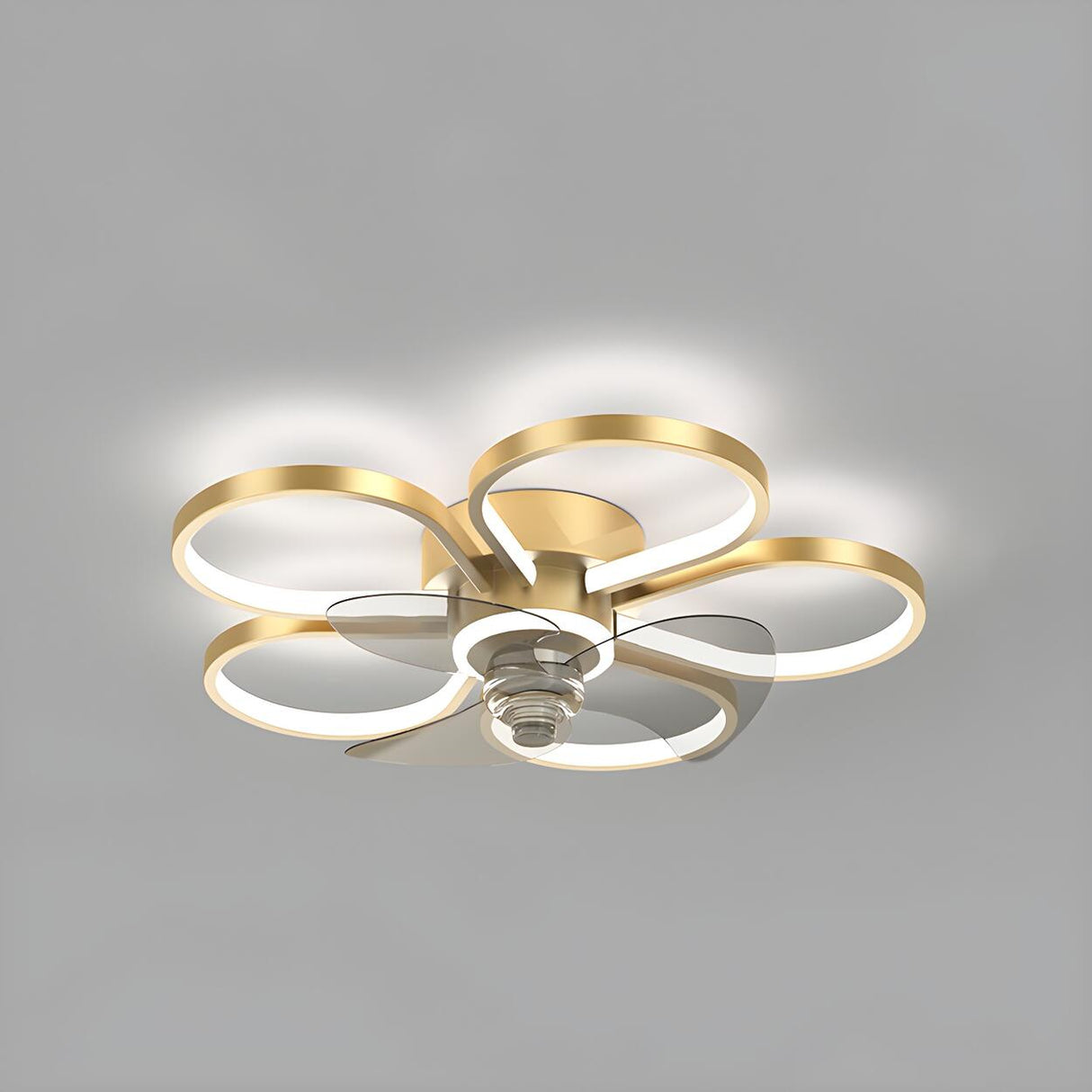 Elegant Linear Flower Metal Ceiling Fan with LED Light Image - 6