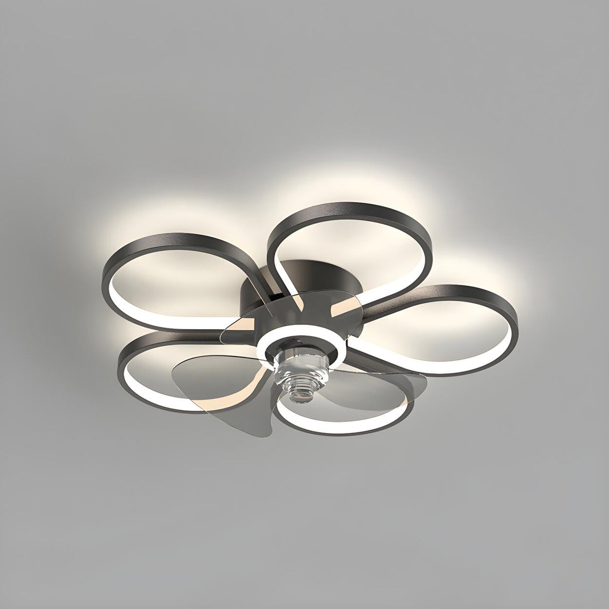 Elegant Linear Flower Metal Ceiling Fan with LED Light Image - 7