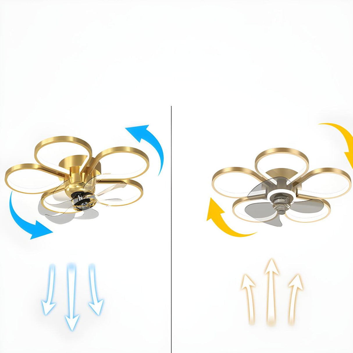 Elegant Linear Flower Metal Ceiling Fan with LED Light Image - 8