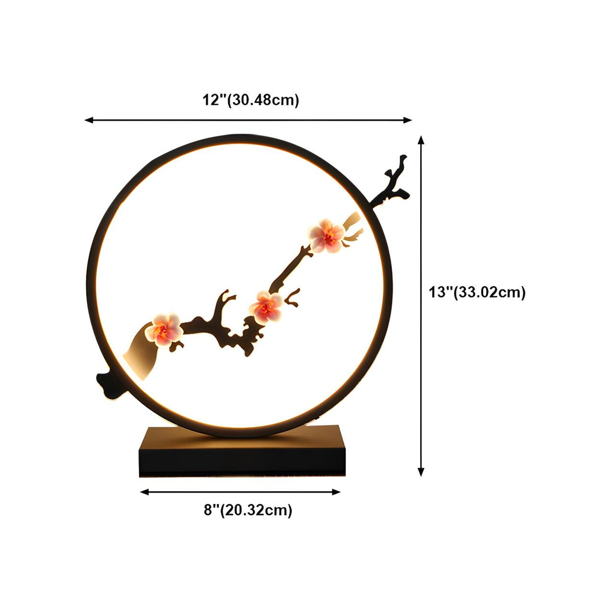 Elegant Lotus Black Geometric Frame Decor Table Lamp