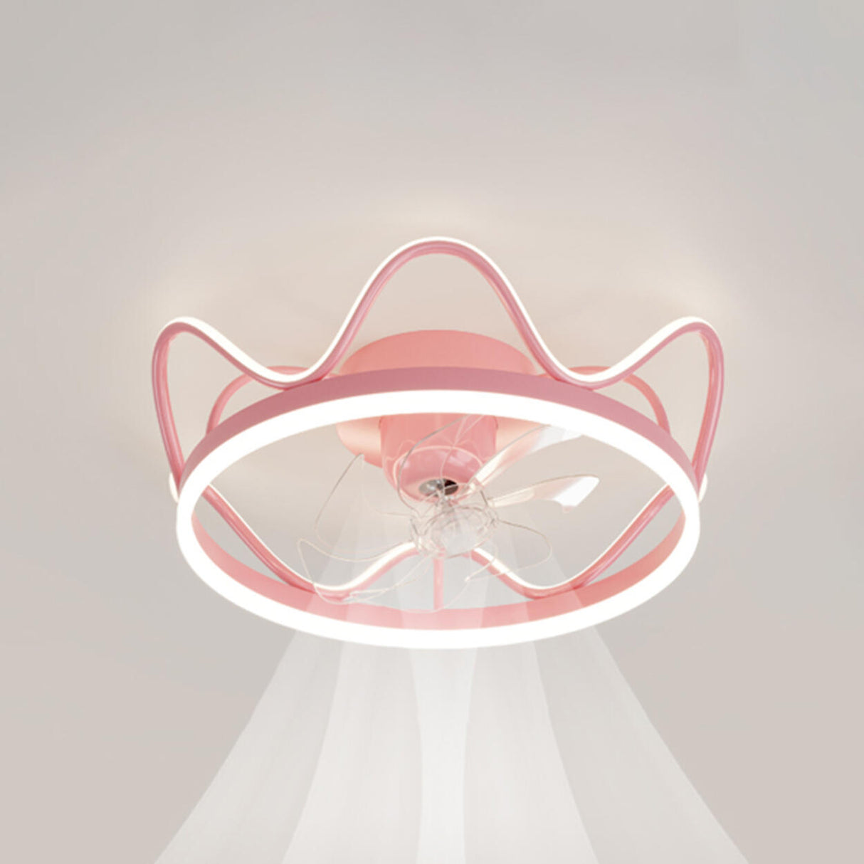 Elegant Metal Crown Semi-Flush Ceiling Fan with Light Image - 10