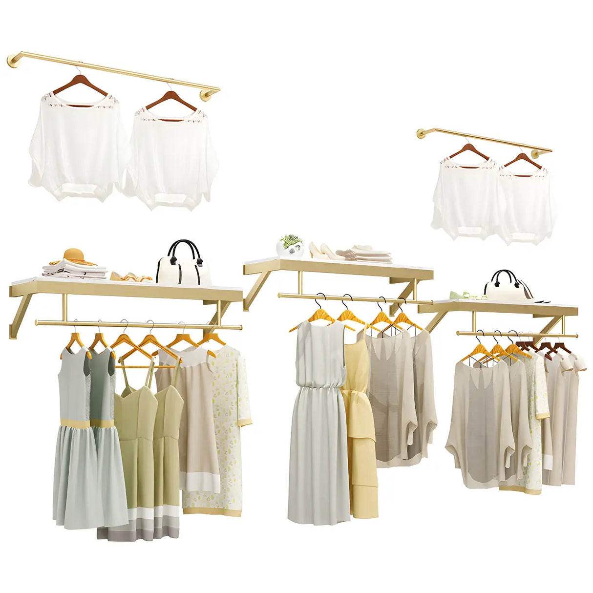 Elegant Metal Gold Wall-Mounted Coat Rack with Hooks Image - 9