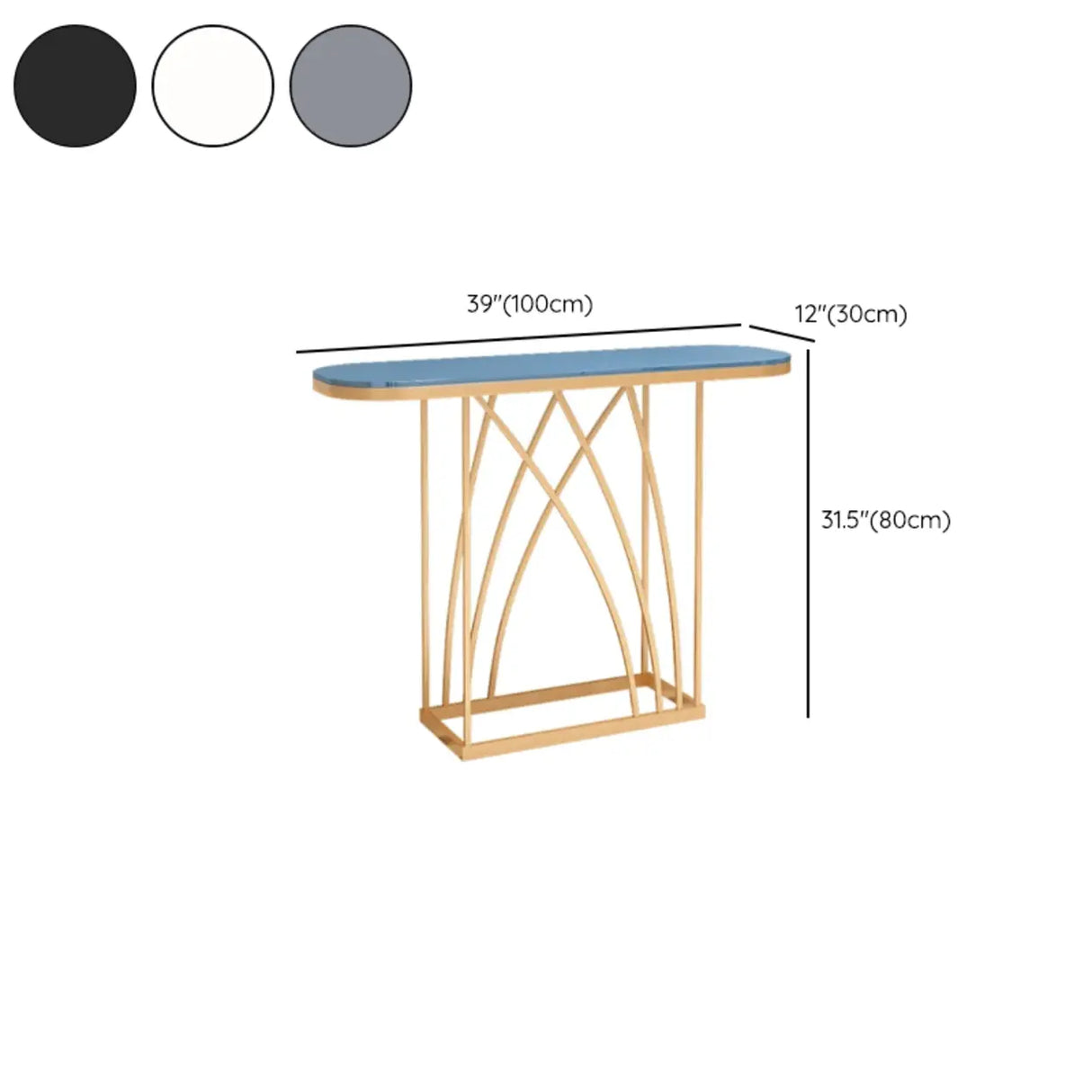 Elegant Metal Oval Marble Gold Foyer Console Table Image - 16