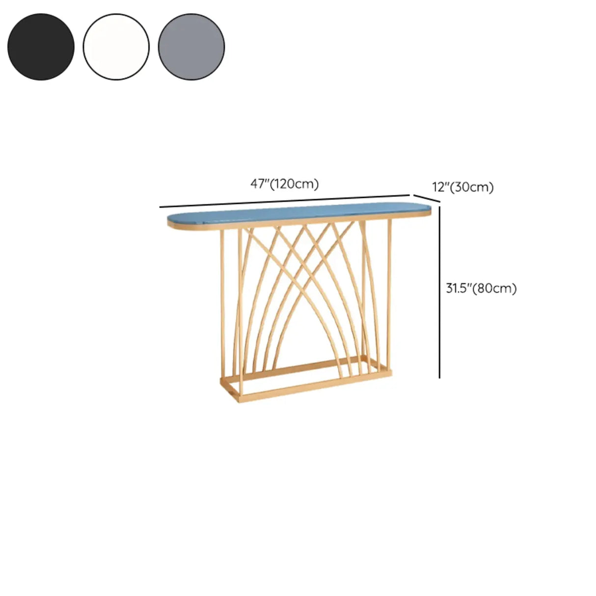 Elegant Metal Oval Marble Gold Foyer Console Table Image - 17