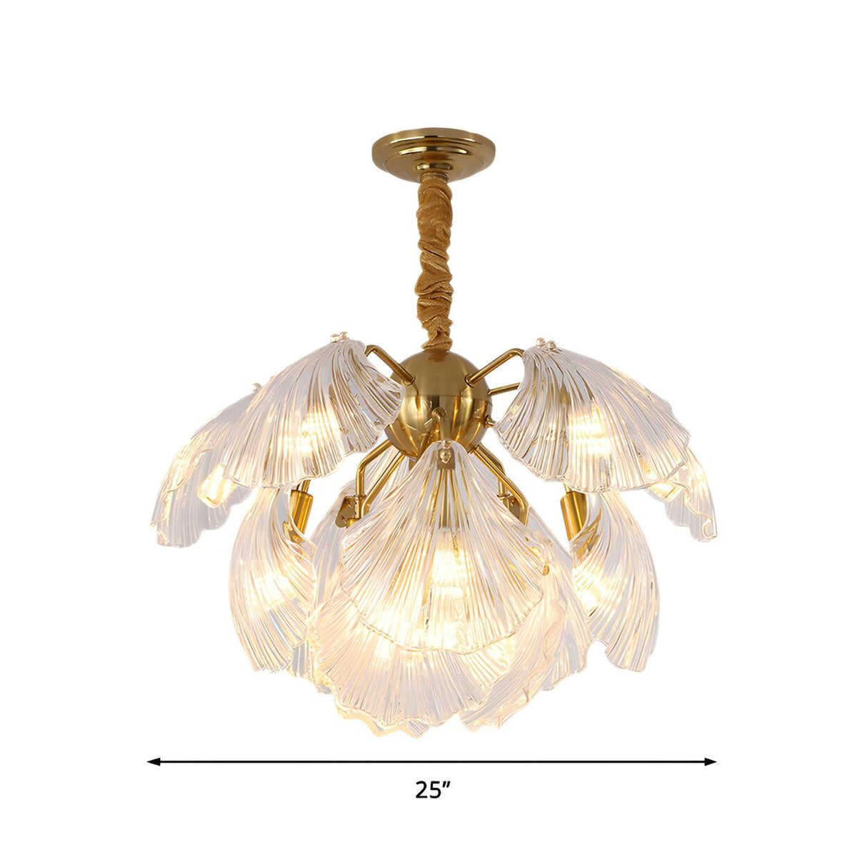 Elegant Modern Brass Clear Shell Crystal Chandelier
