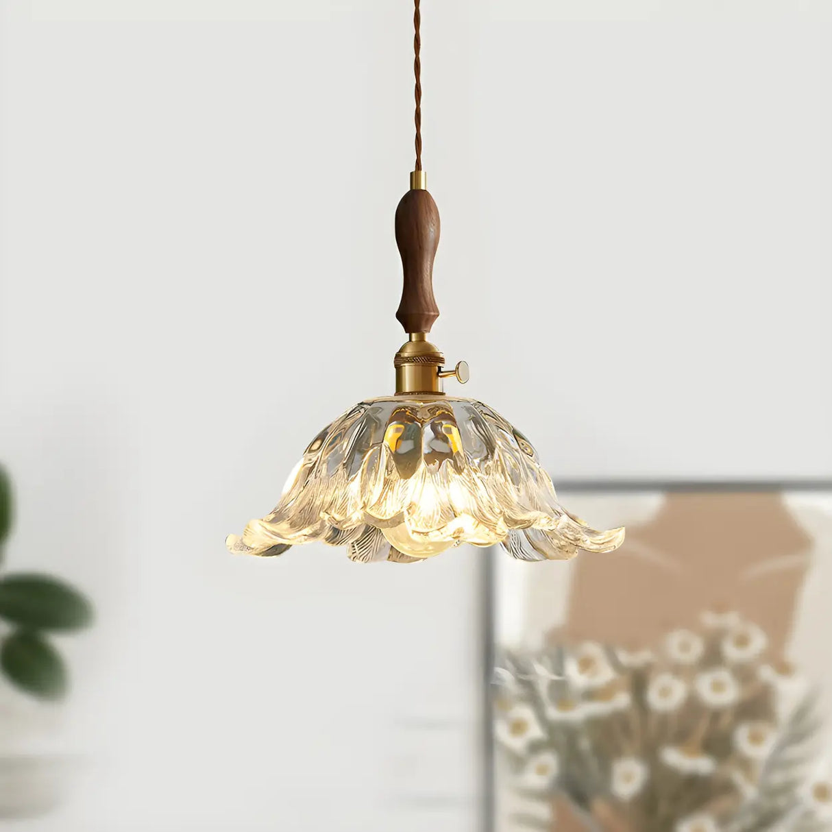 Elegant Modern Flower Clear Glass Pendant Light Image - 12