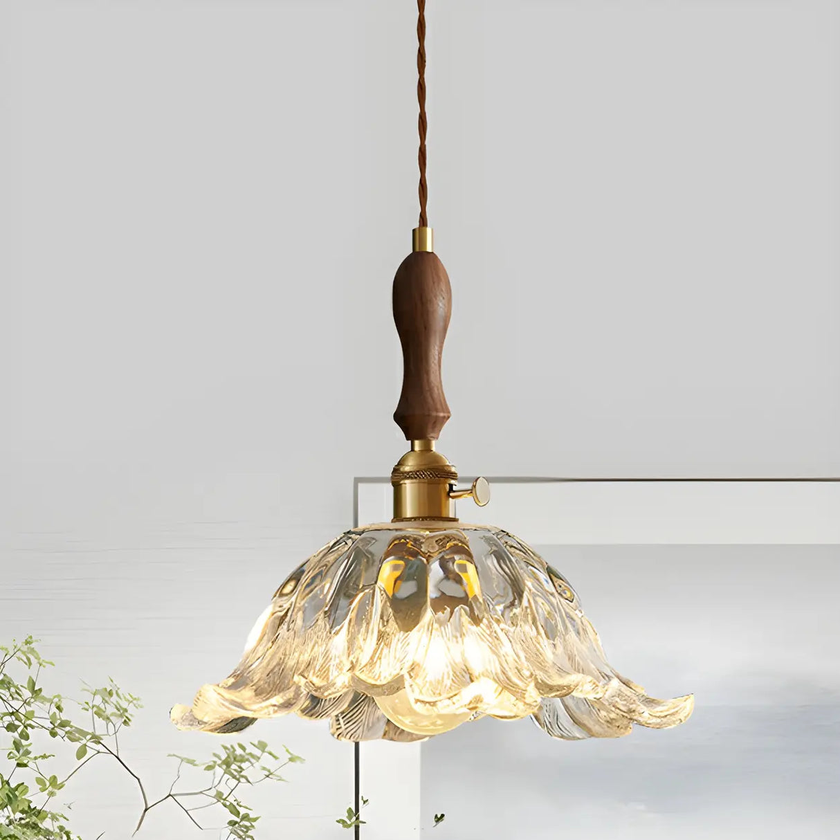 Elegant Modern Flower Clear Glass Pendant Light Image - 2