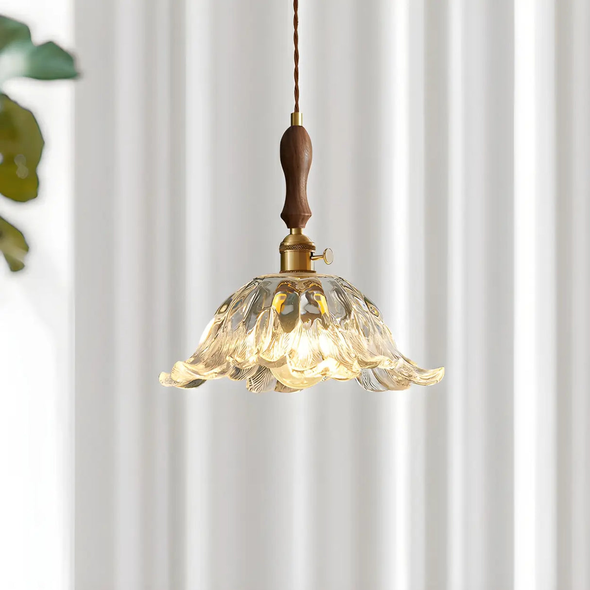 Elegant Modern Flower Clear Glass Pendant Light Image - 4