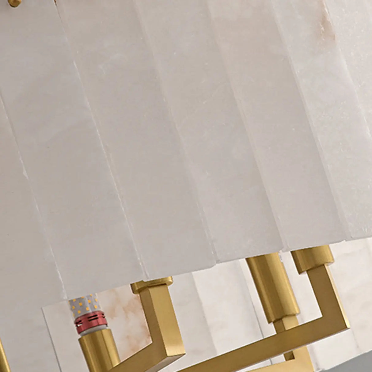 Elegant Modern Round White Stone Chandelier Living Room Image - 16