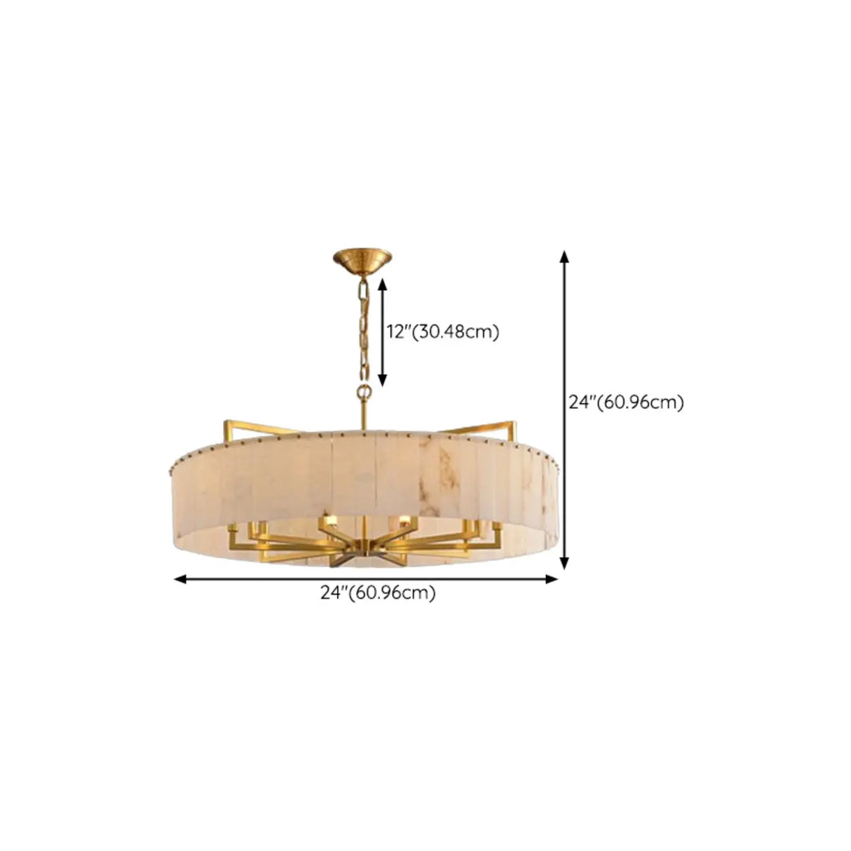 Elegant Modern Round White Stone Chandelier Living Room Image - 21