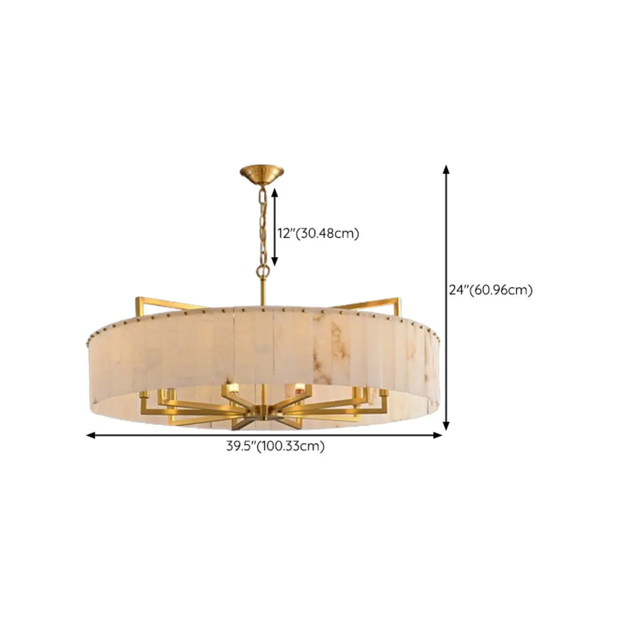 Elegant Modern Round White Stone Chandelier Living Room Image - 23