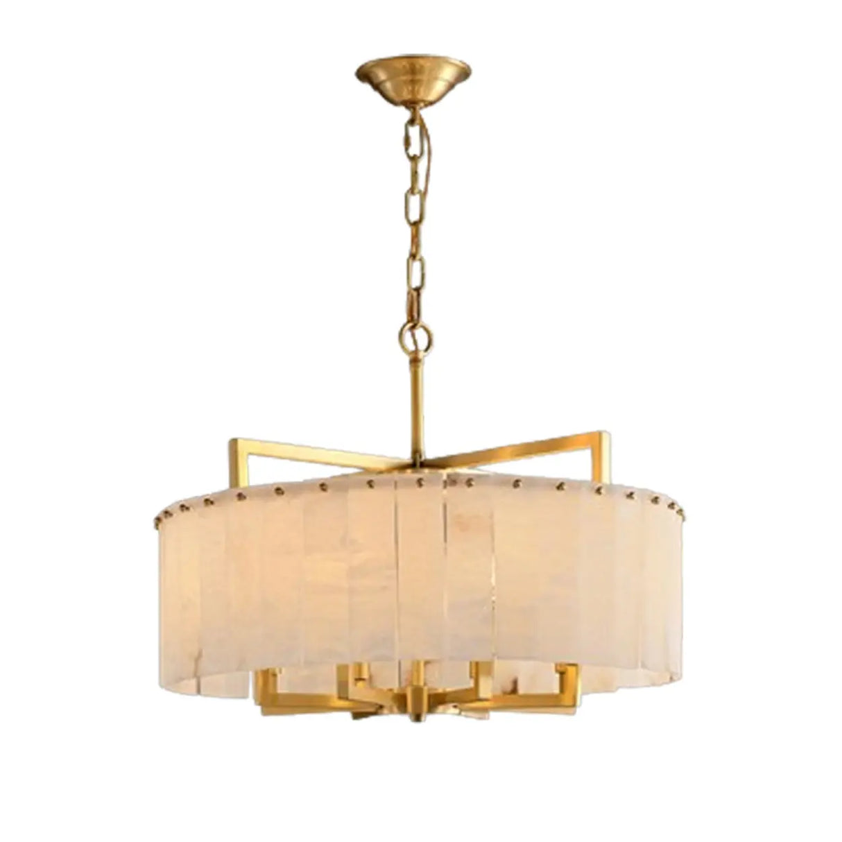 Elegant Modern Round White Stone Chandelier Living Room Image - 9