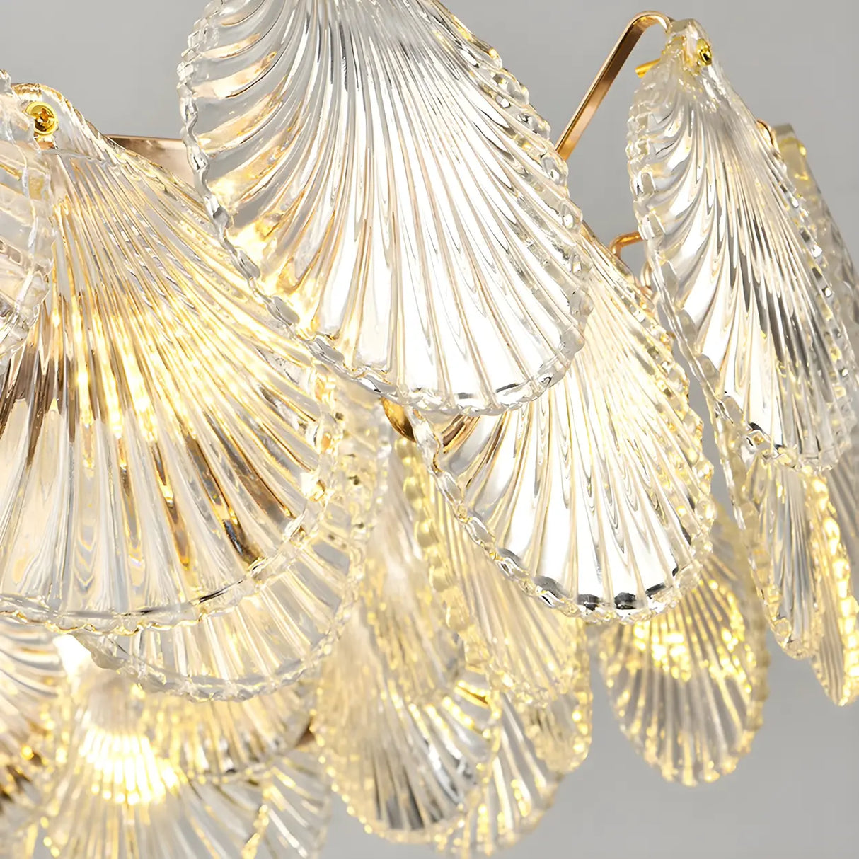 Elegant Modern Shell Clear Glass Circular Chandelier Bedroom Image - 9