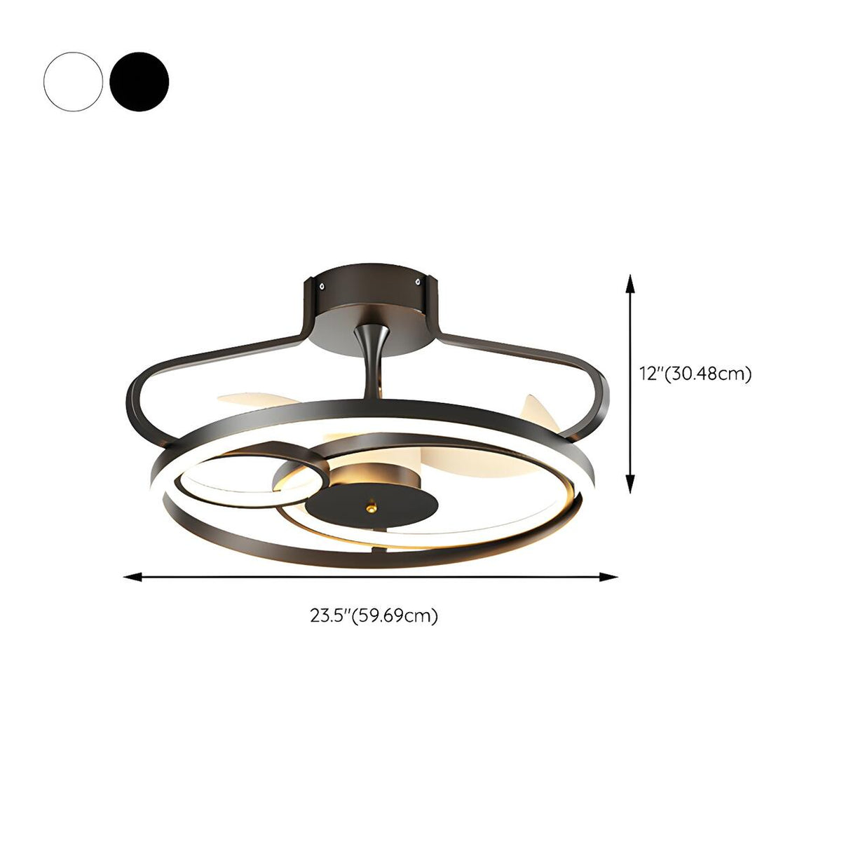 Elegant Multi-Ring Modern Metal Ceiling Fan with Light