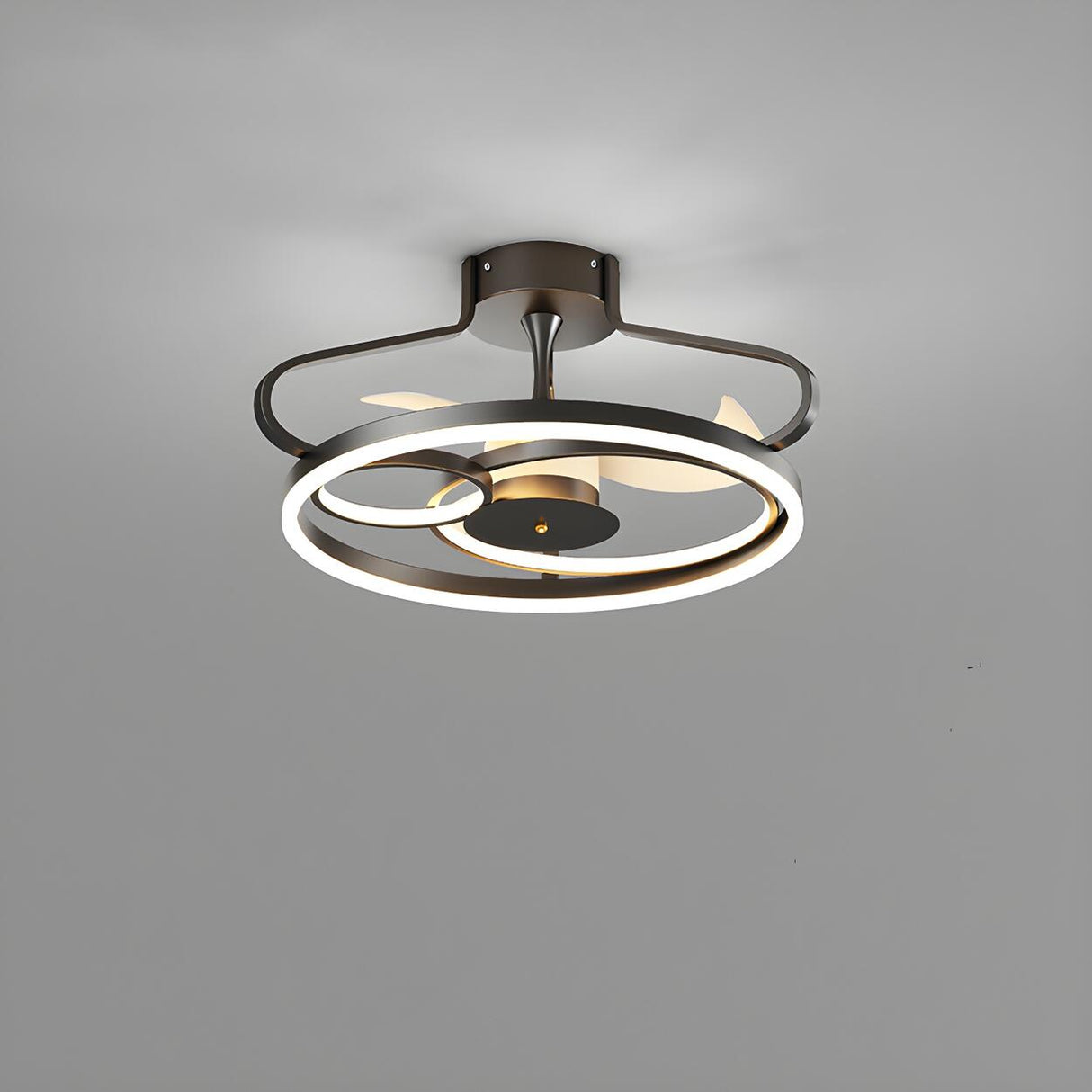 Elegant Multi-Ring Modern Metal Ceiling Fan with Light Image - 2
