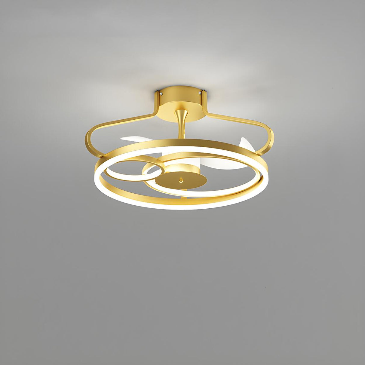 Elegant Multi-Ring Modern Metal Ceiling Fan with Light Image - 3