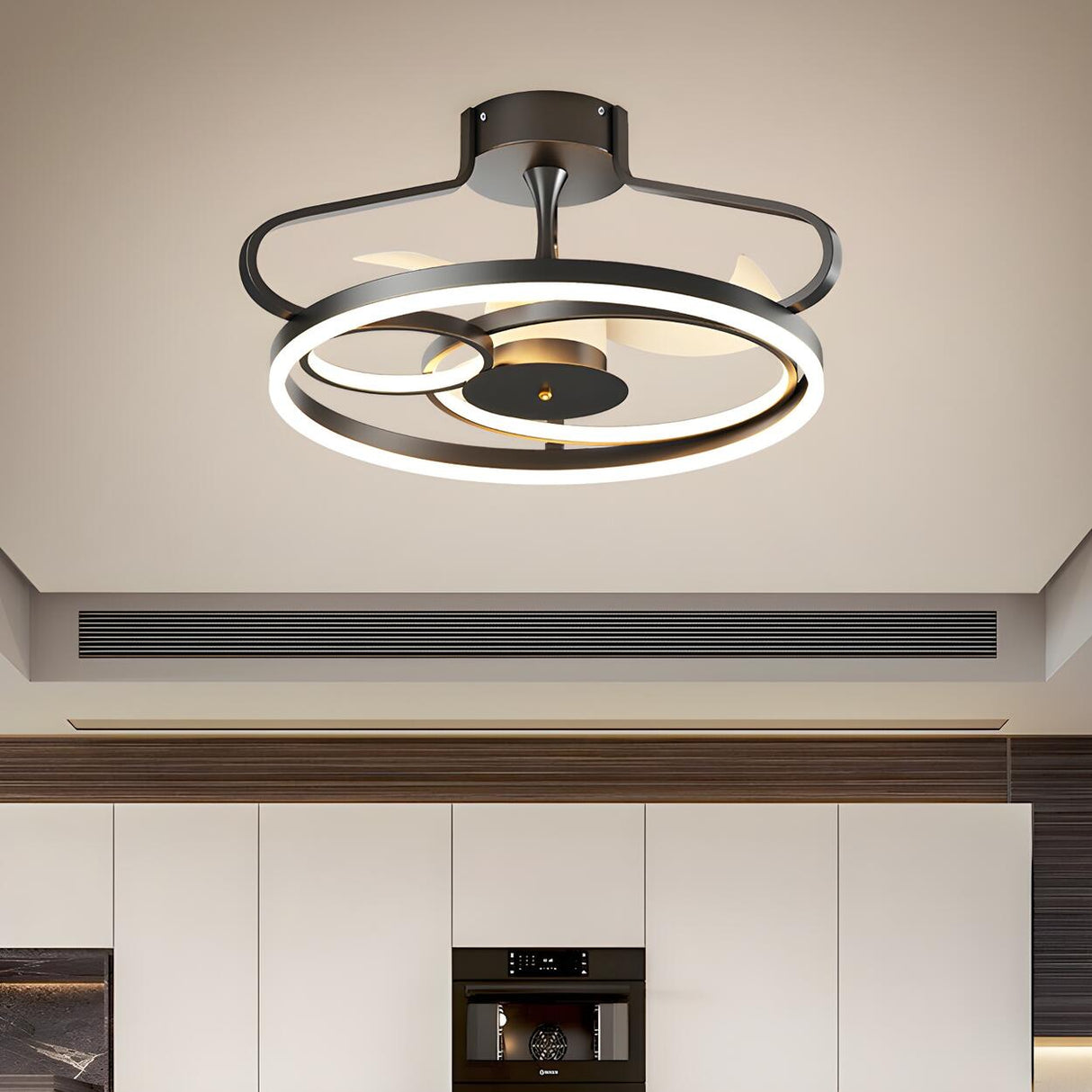 Elegant Multi-Ring Modern Metal Ceiling Fan with Light Image - 5