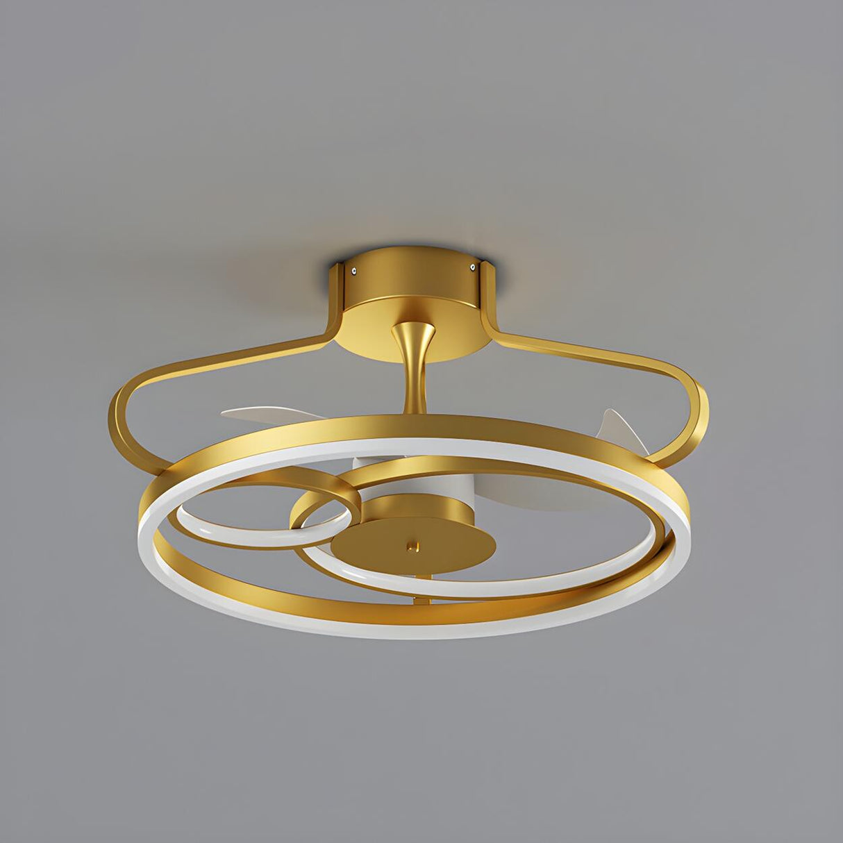 Elegant Multi-Ring Modern Metal Ceiling Fan with Light Image - 8