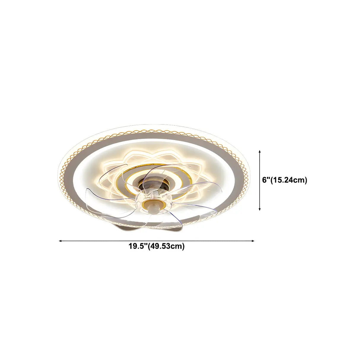 Elegant Pattern Round Flush Ceiling Fan with LED Light