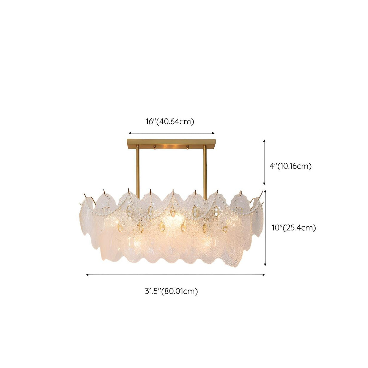 Elegant Pearl Carved Glass Island Chandelier Light