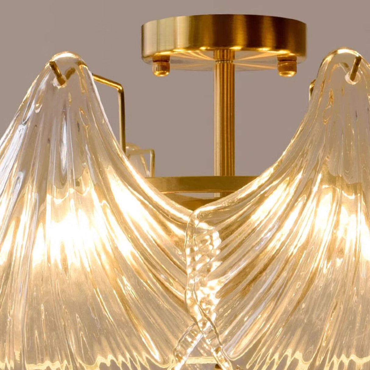 Elegant Pearl Shell Glass Semi-Flush Mount Ceiling Lamp Image - 16