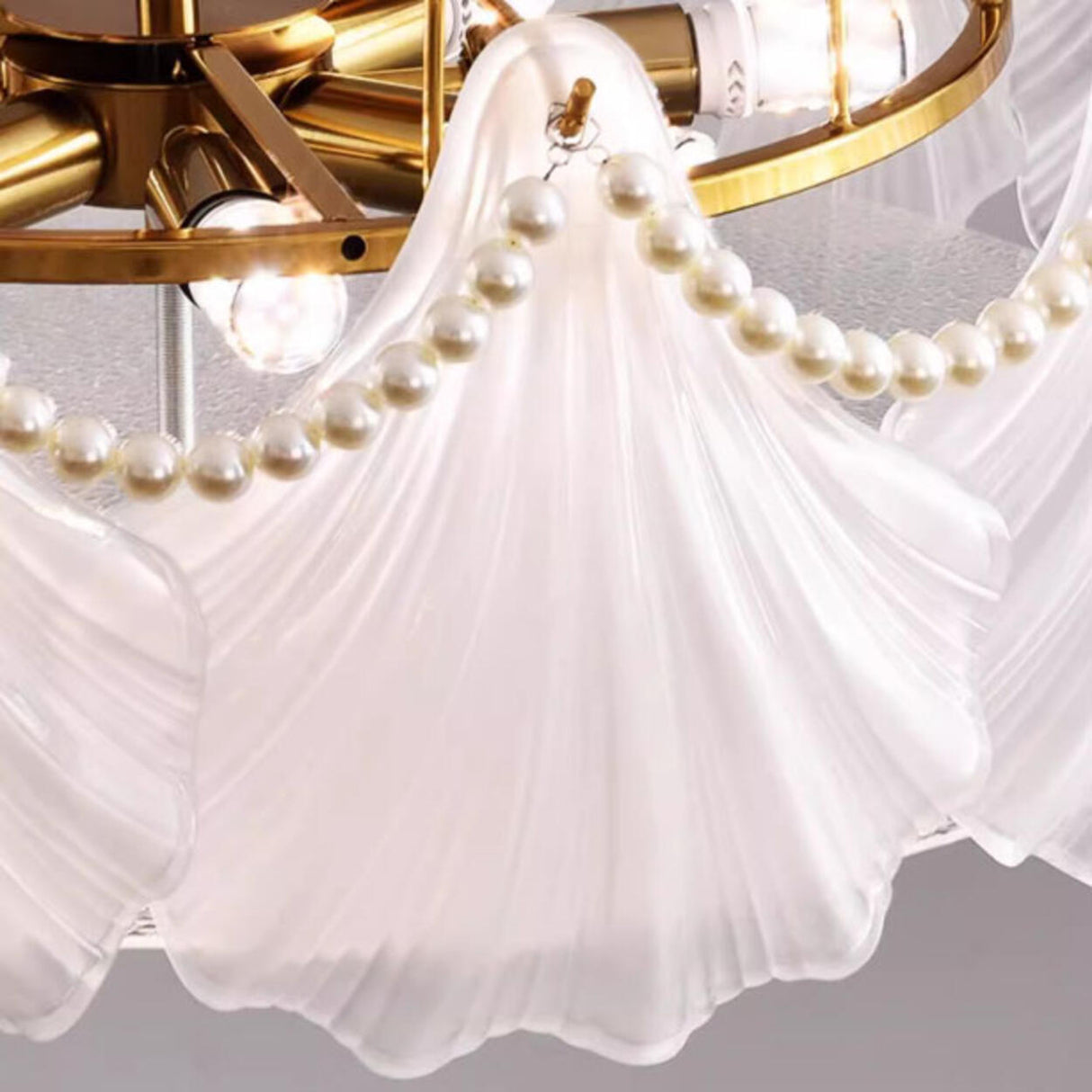 Elegant Pearl Shell Glass Semi-Flush Mount Ceiling Lamp Image - 18