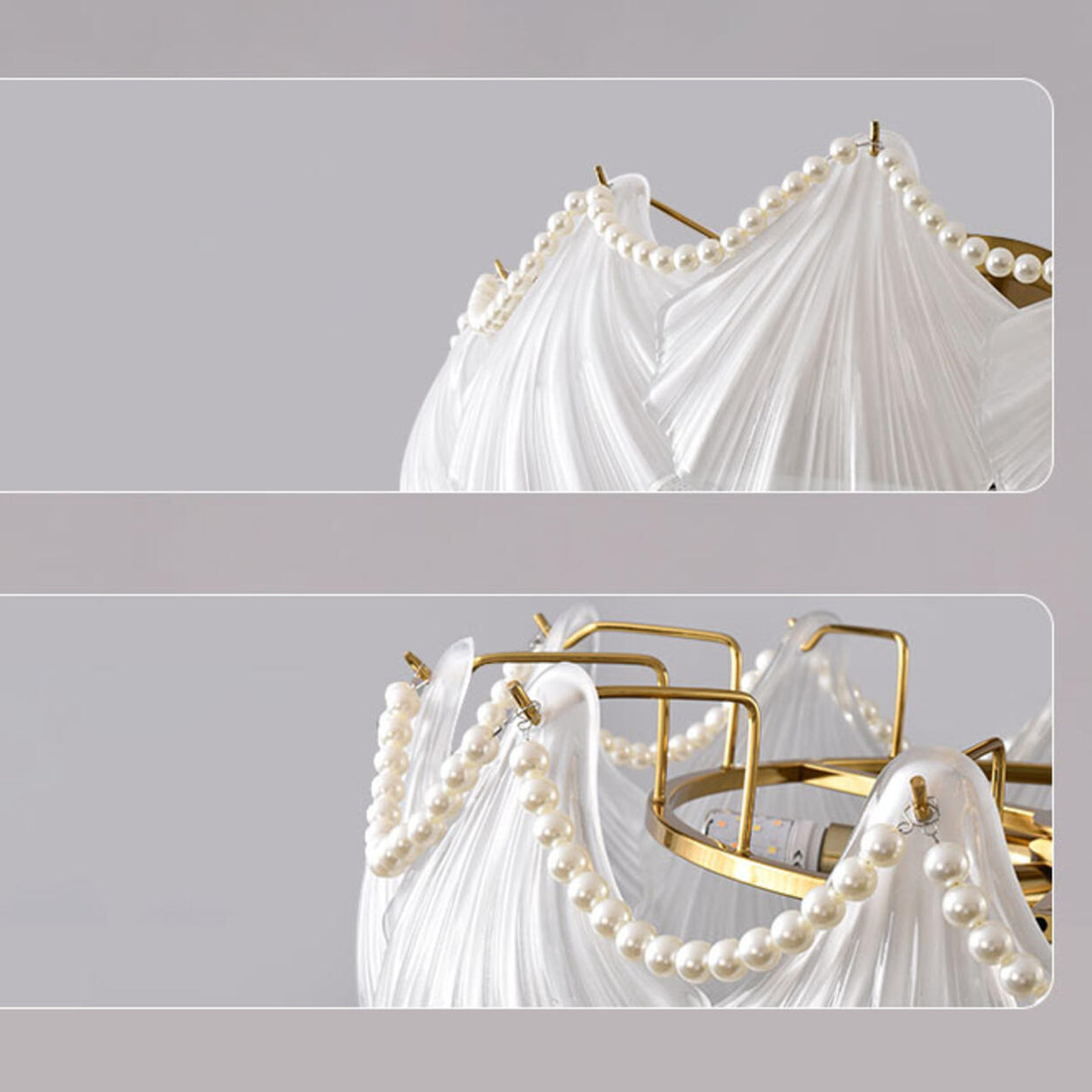 Elegant Pearl Shell Glass Semi-Flush Mount Ceiling Lamp Image - 19