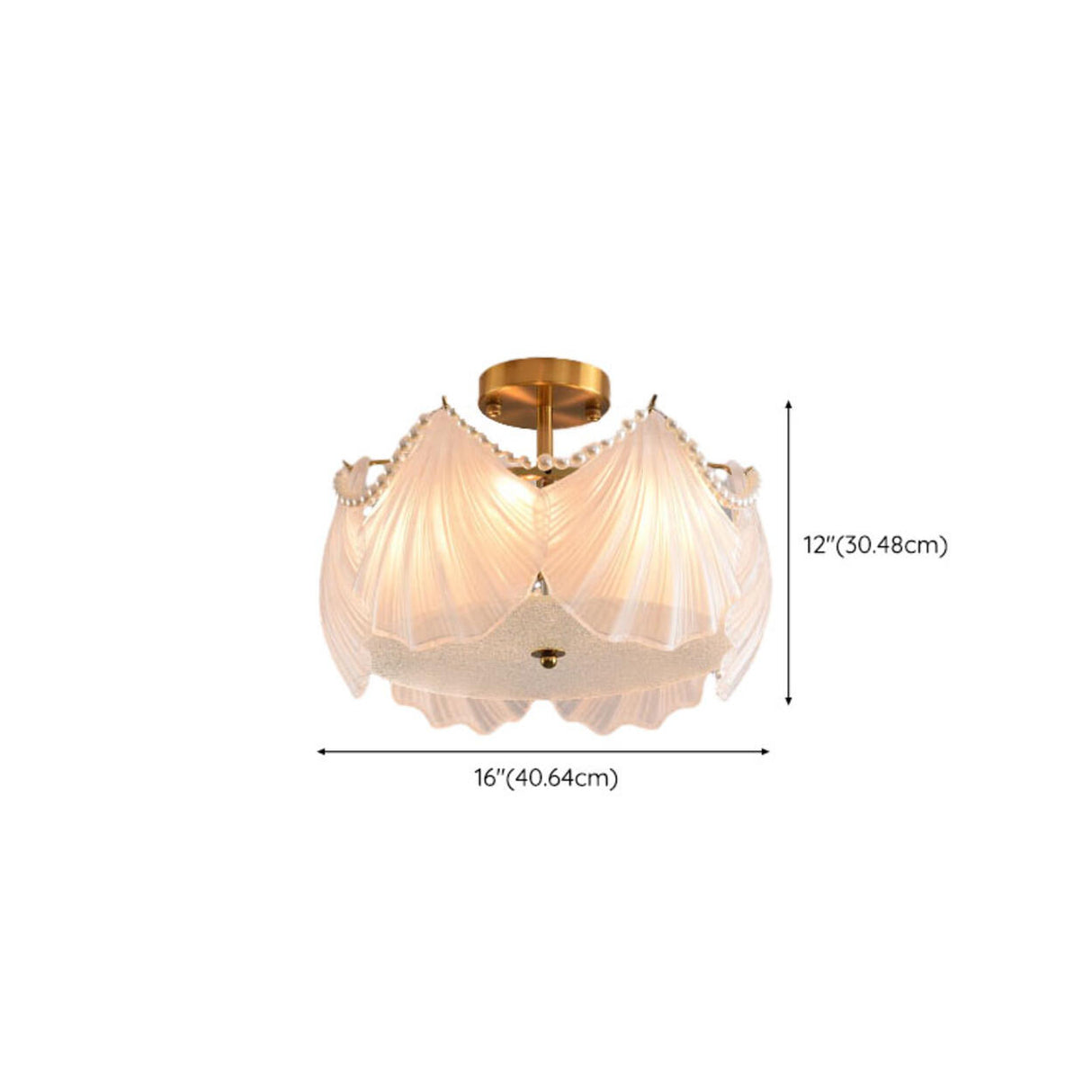 Elegant Pearl Shell Glass Semi-Flush Mount Ceiling Lamp