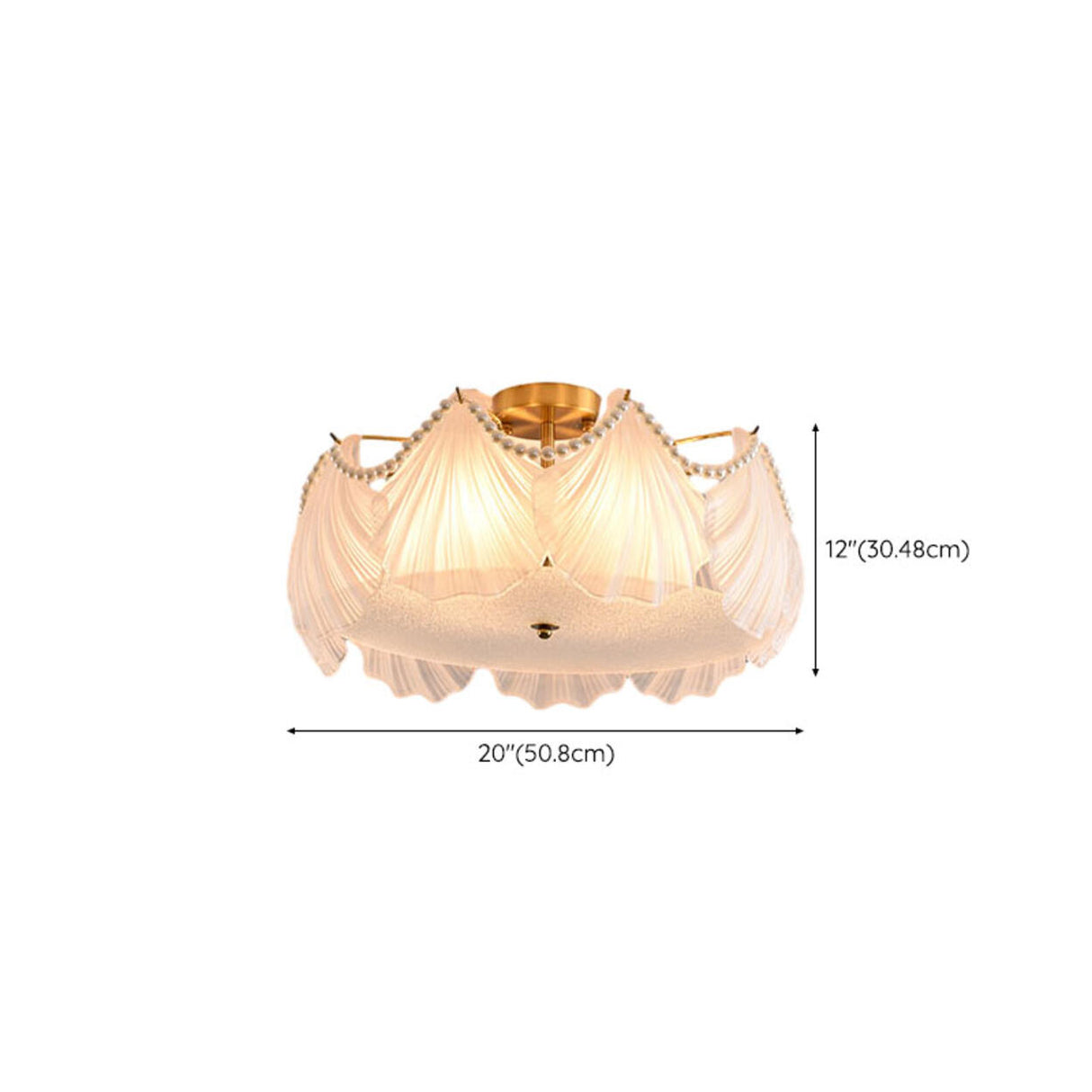 Elegant Pearl Shell Glass Semi-Flush Mount Ceiling Lamp Image - 26
