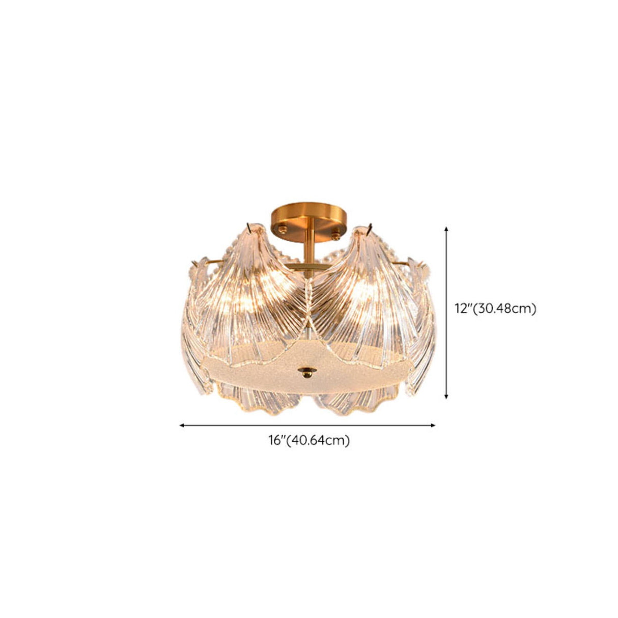 Elegant Pearl Shell Glass Semi-Flush Mount Ceiling Lamp Image - 28