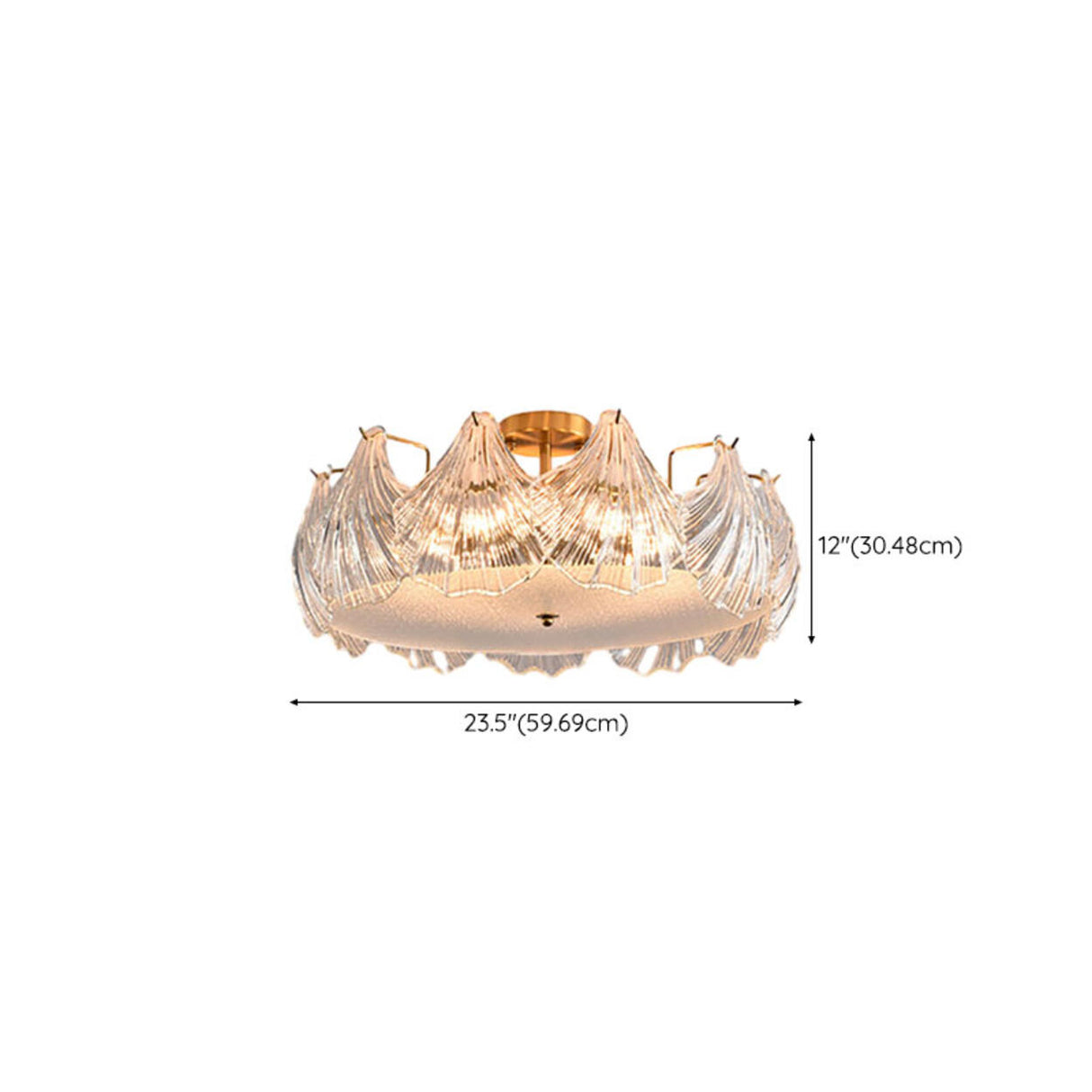 Elegant Pearl Shell Glass Semi-Flush Mount Ceiling Lamp Image - 30