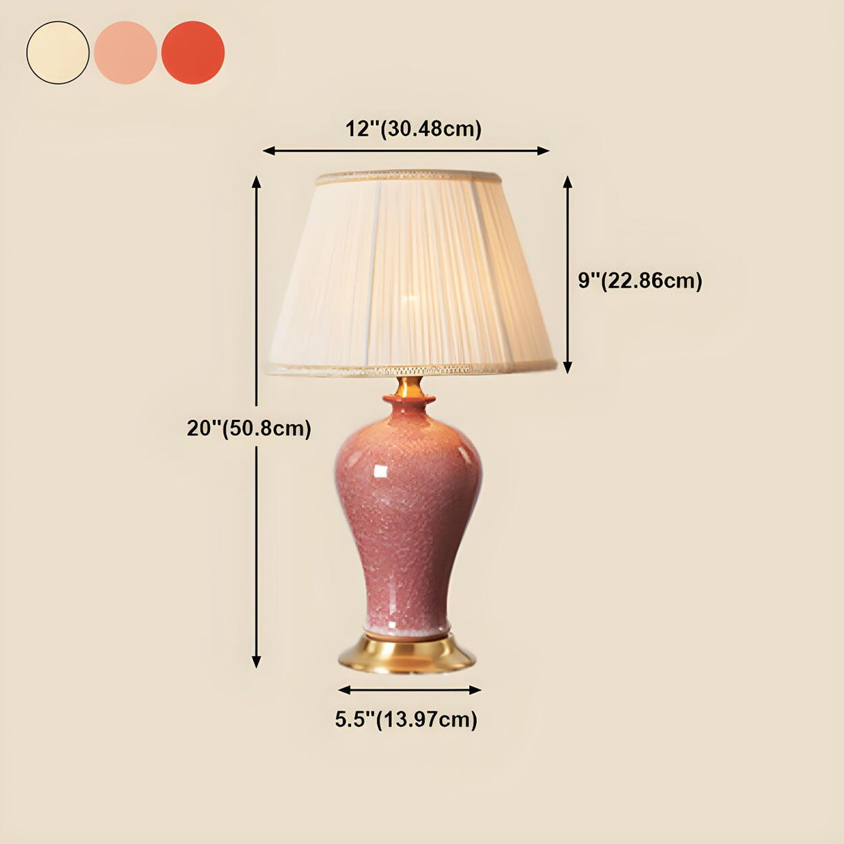 Elegant Pink Silk Shade Ceramic Bedroom Table Lamp
