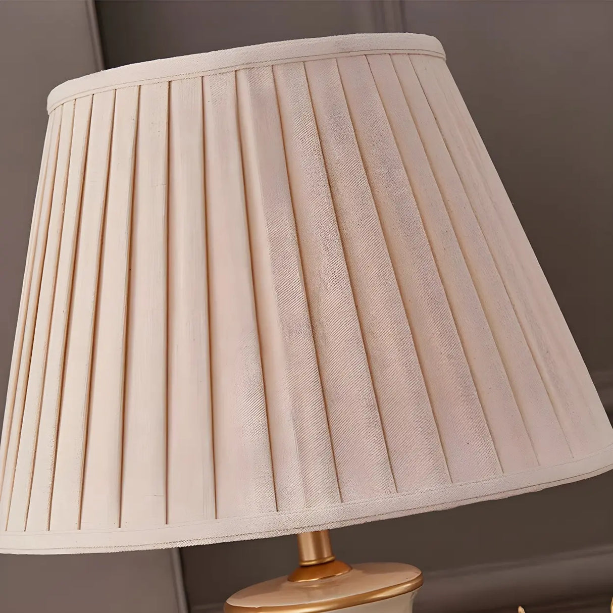 Elegant Pleated Fabric Floral Ceramic Base Table Lamp Image - 9