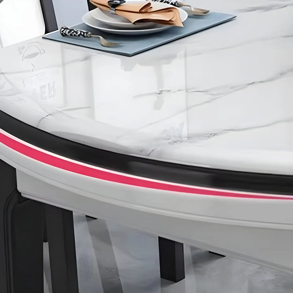 Elegant Rectangular Marble Dining Table White Extendable Image - 11