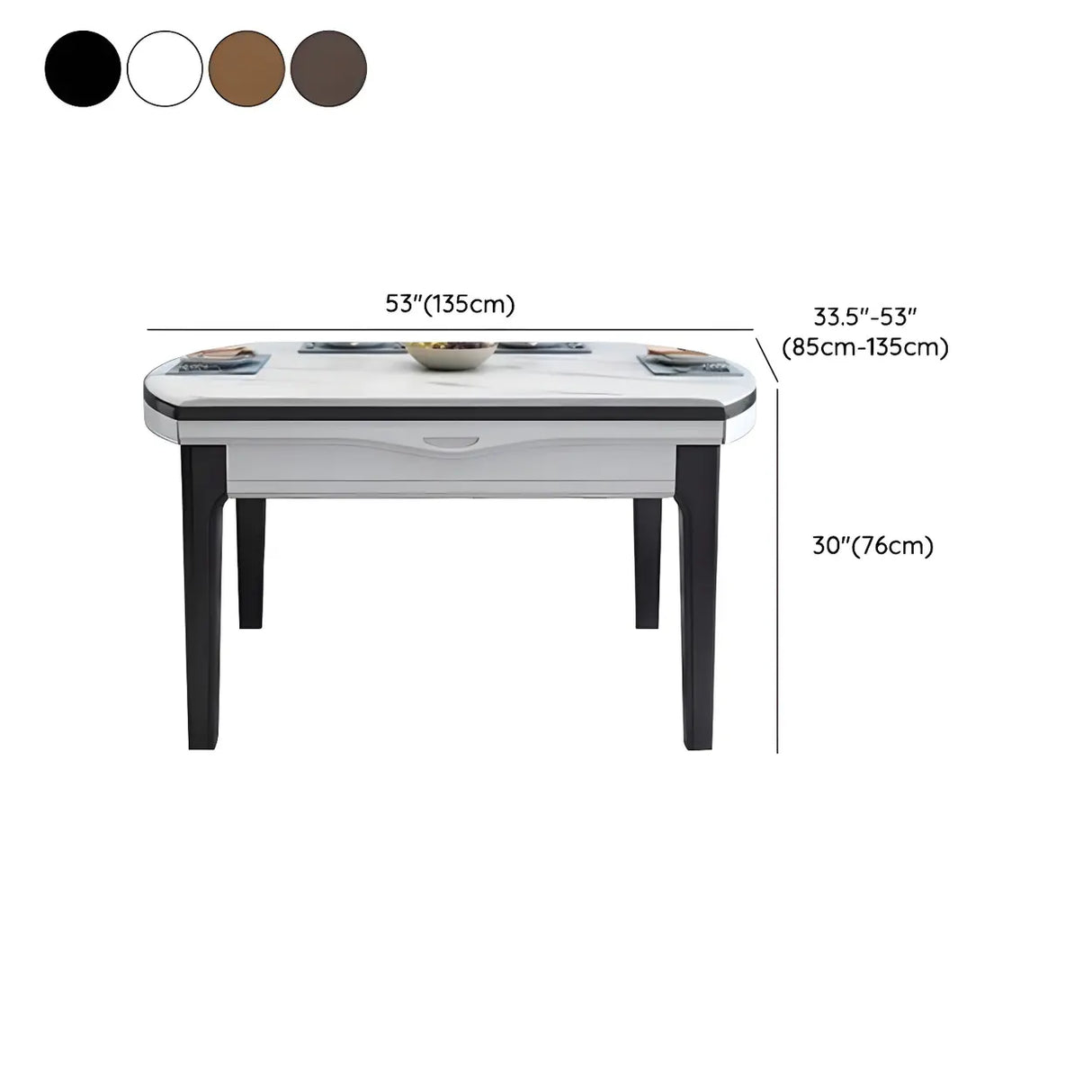 Elegant Rectangular Marble Dining Table White Extendable Image - 14