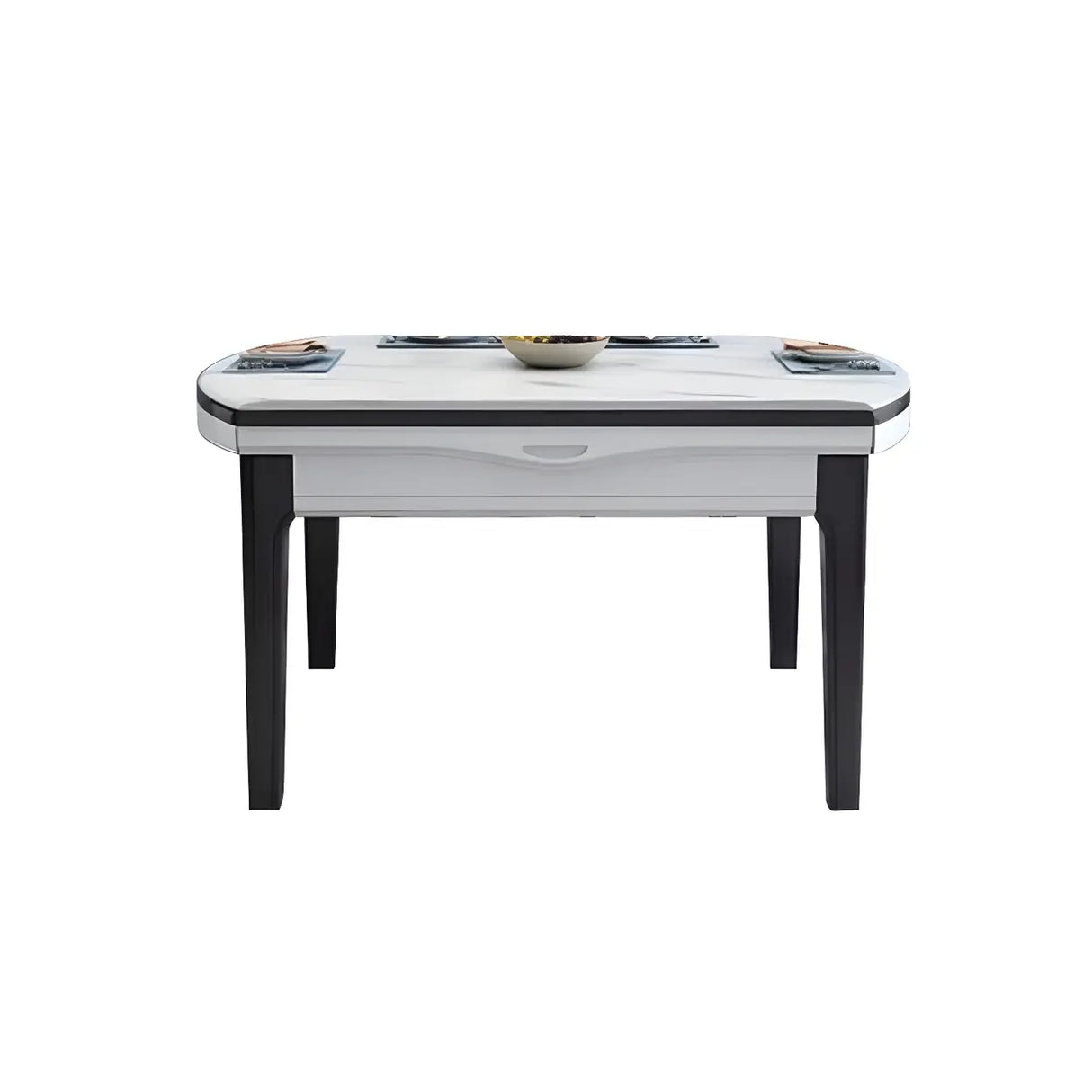 Elegant Rectangular Marble Dining Table White Extendable Image - 8