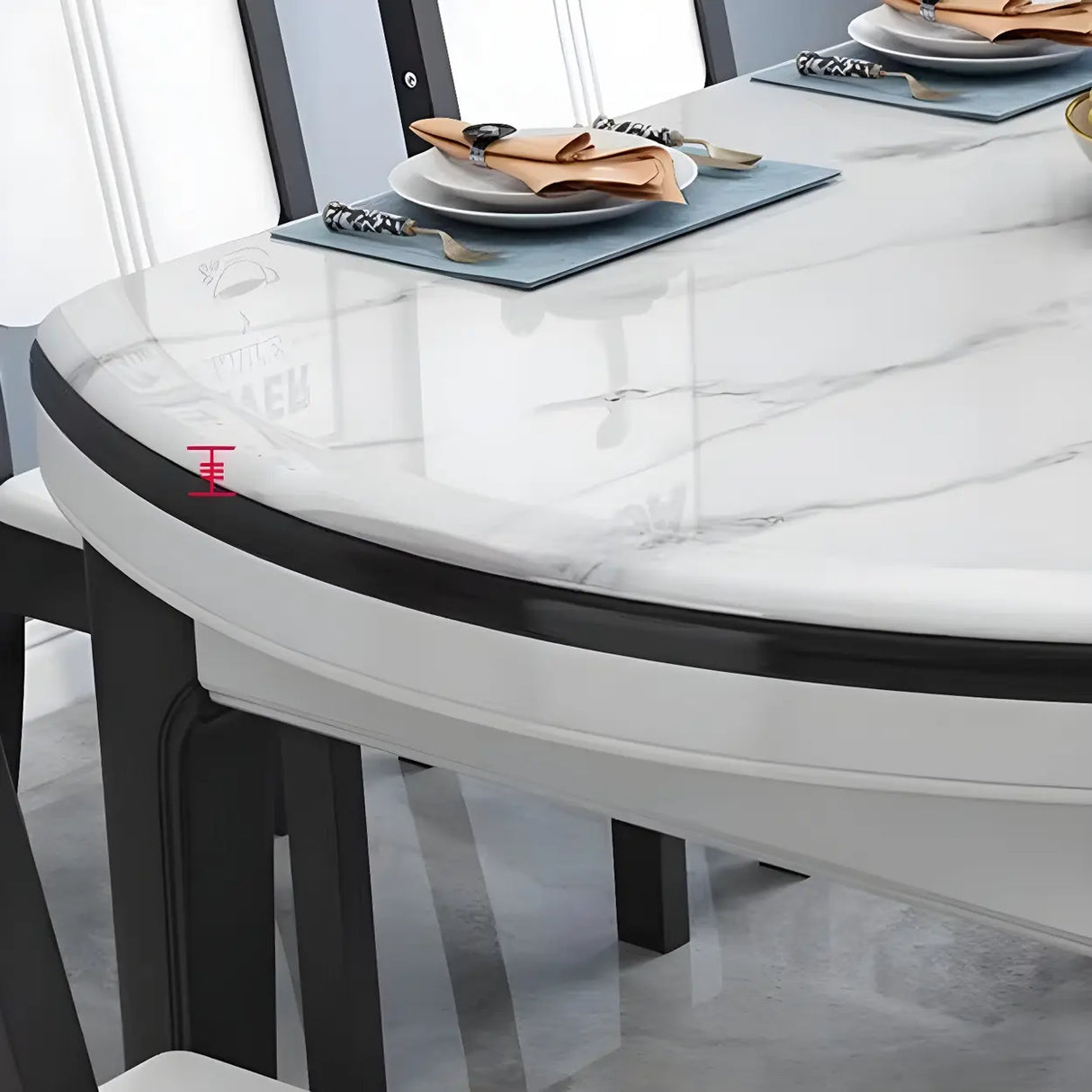 Elegant Rectangular Marble Dining Table White Extendable Image - 9