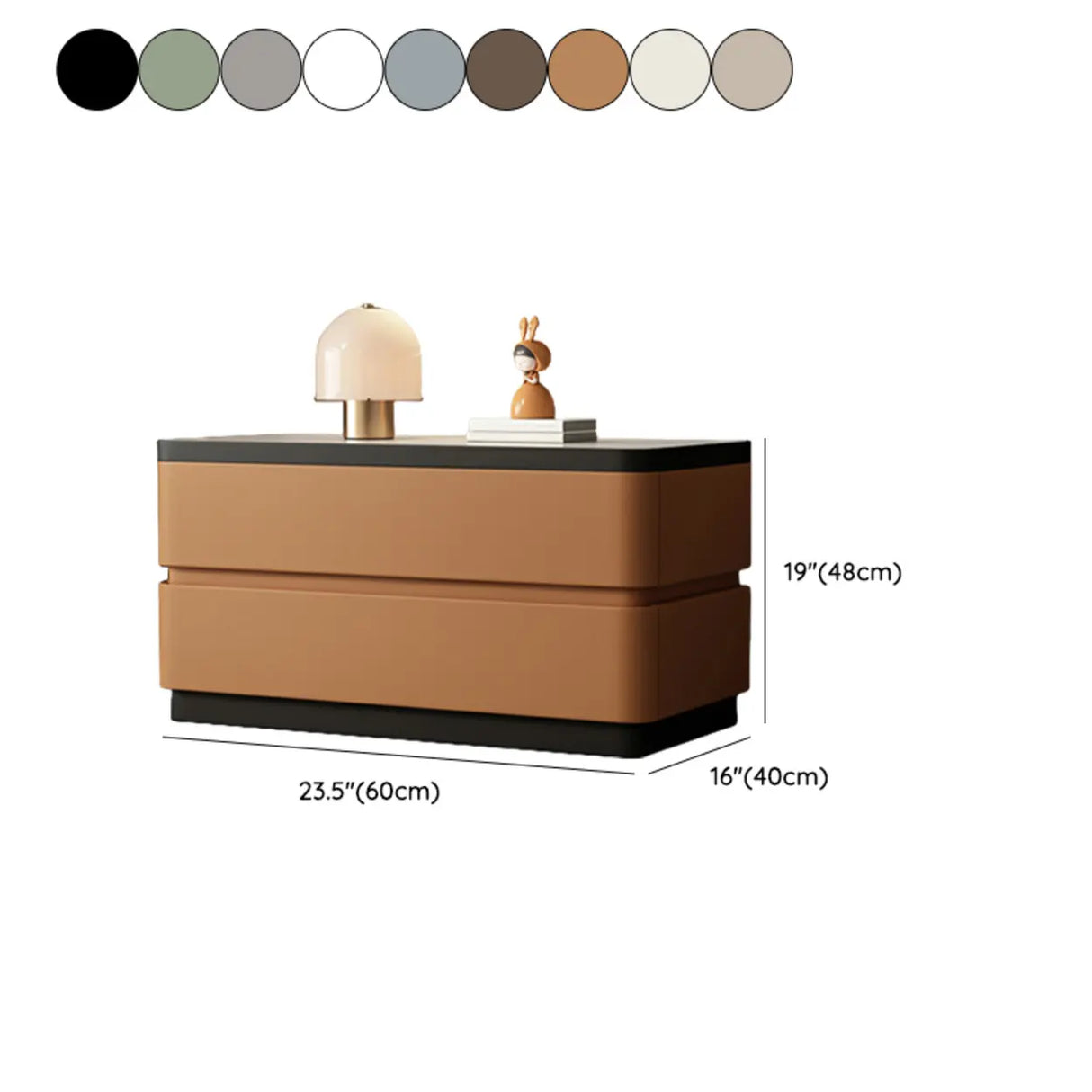 Elegant Rectangular Faux Leather Cream Storage Nightstand Image - 23