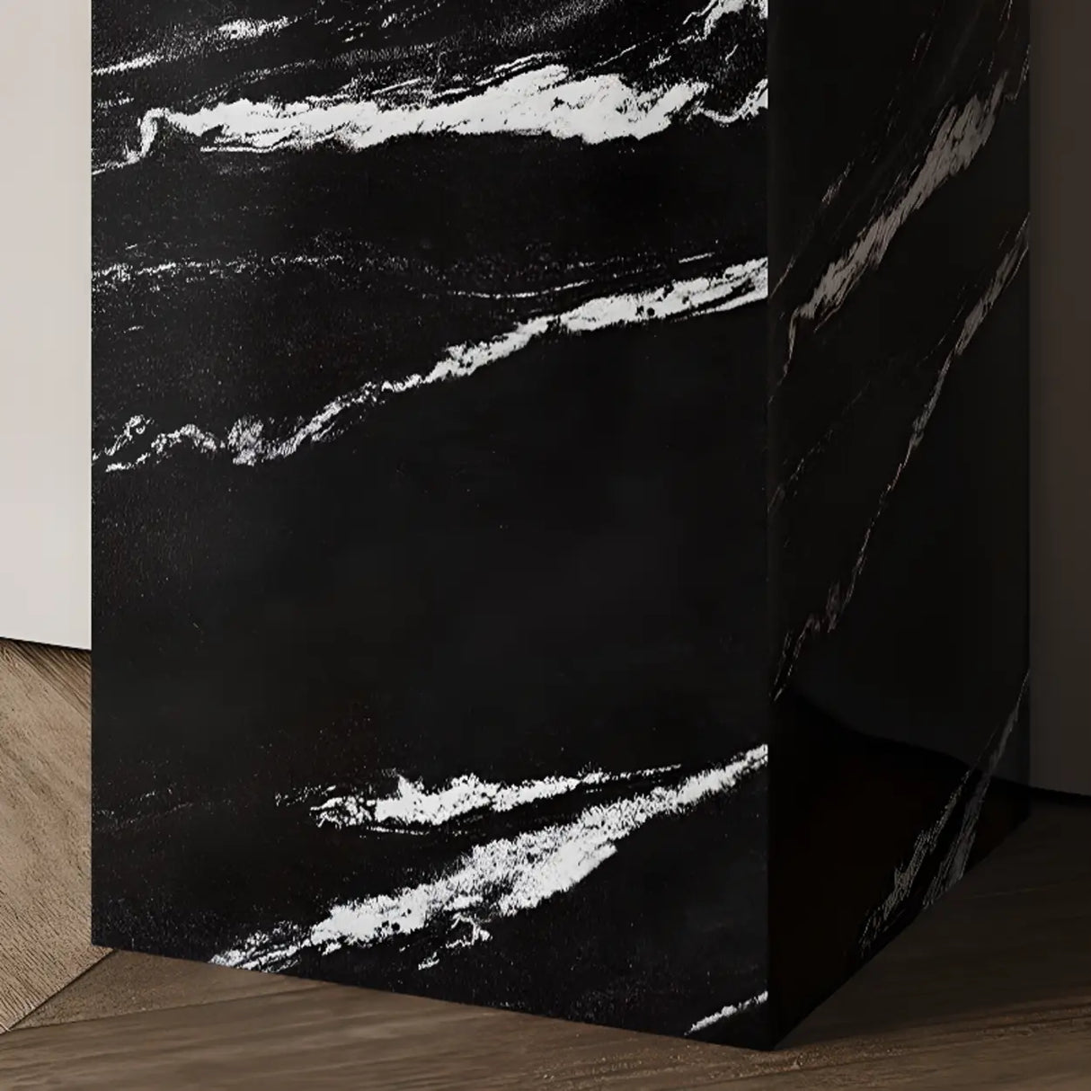 Elegant Rectangular Stone Black Accent Console Table Image - 5