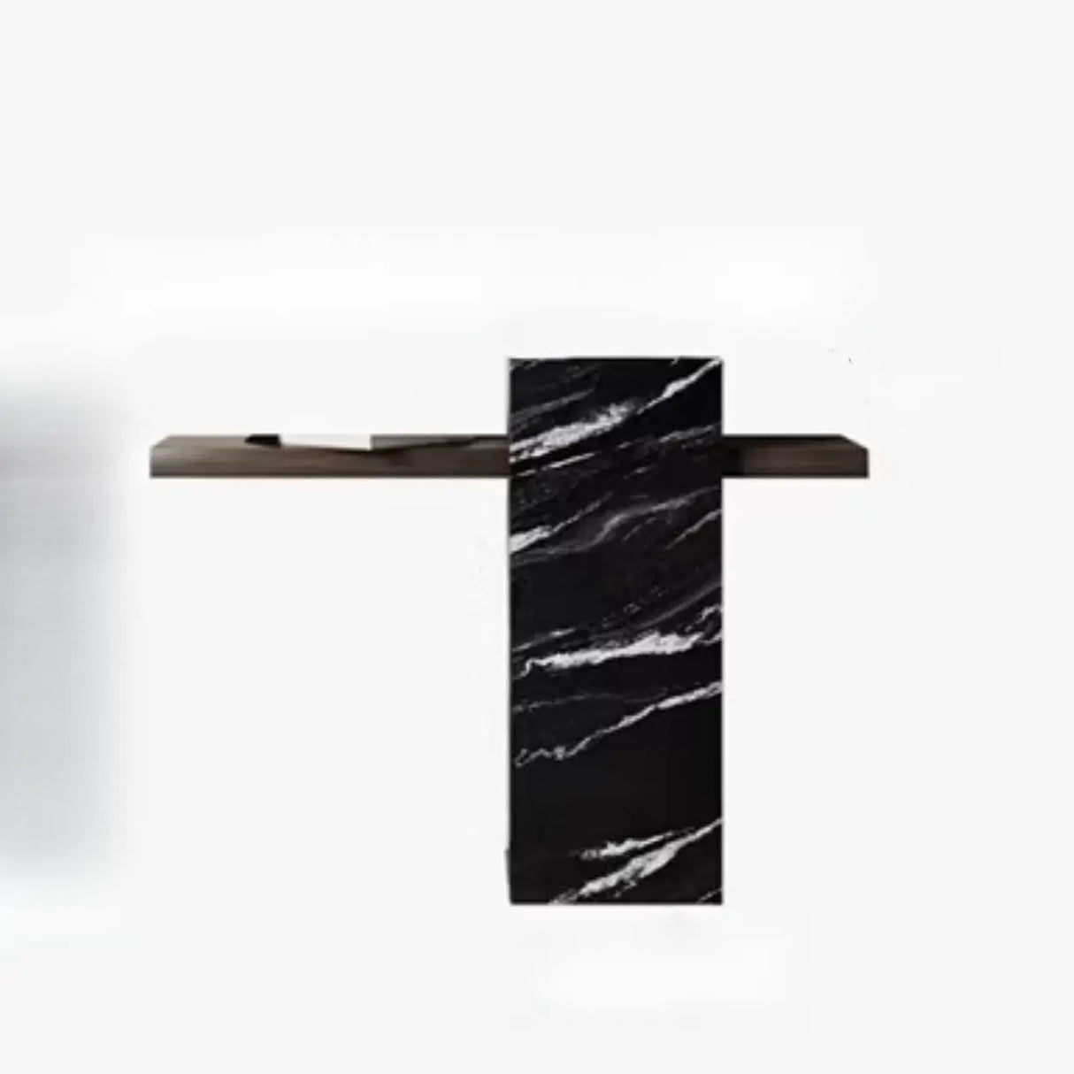 Elegant Rectangular Stone Black Accent Console Table Image - 8